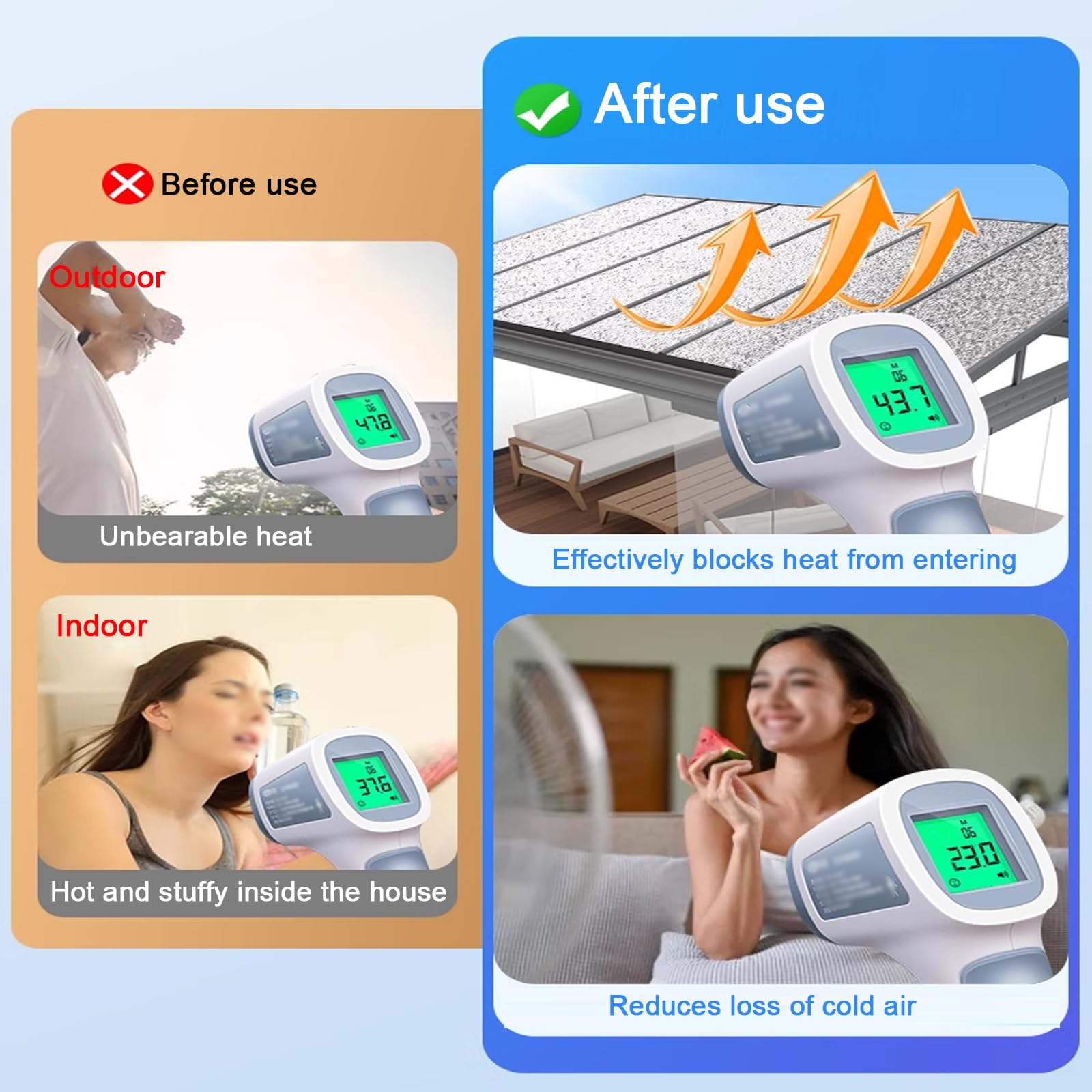 kufu01 Blackout Window Privacy Film,Heat Control and Anti Uv Reflective Window Tint for Home,Office,Bathroom,Sun Room,Removable Self Adhesive Aluminum Foil Window Tinting Film (20