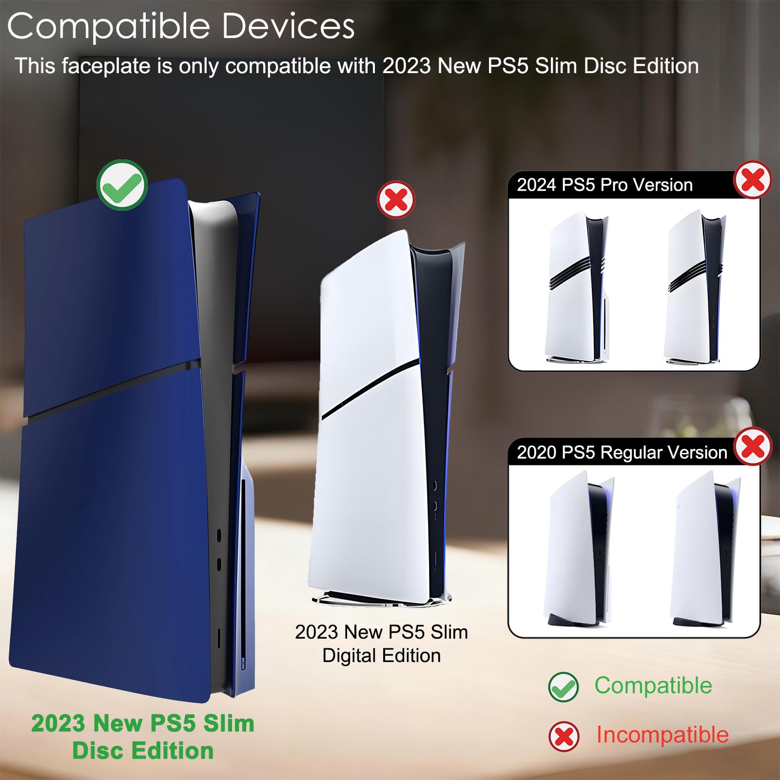 Piastre frontali antiurto per PS5 Slim Hard ABS opaco per PS5 Slim Accessori, antipolvere e antigraffio, pannelli a scatto per PlayStation 5 Slim Disc Console (blu)