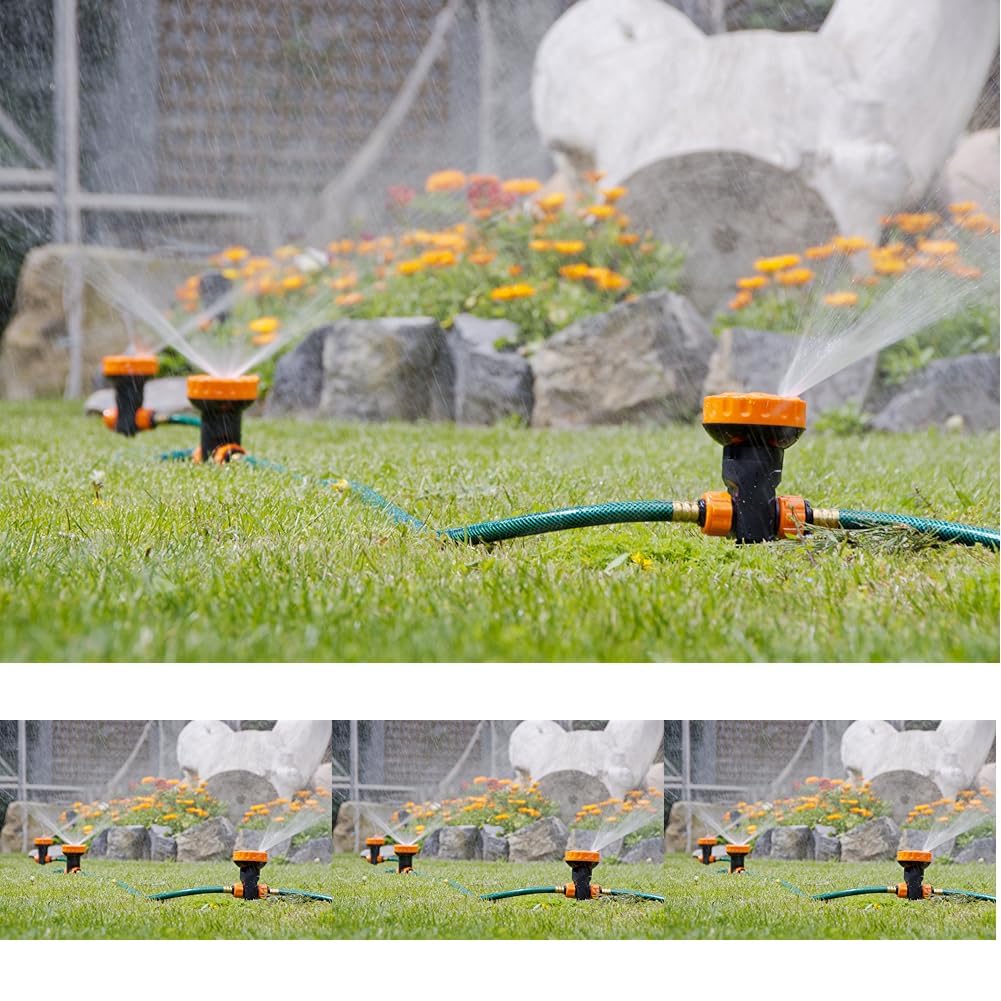 JOCCA - Sistema de Riego Portátil 3 Aspersores, 3 Mangueras/hasta 30 m2/ 5 Difusores de Agua/Cuida tu Jardín (Paquete de 4)