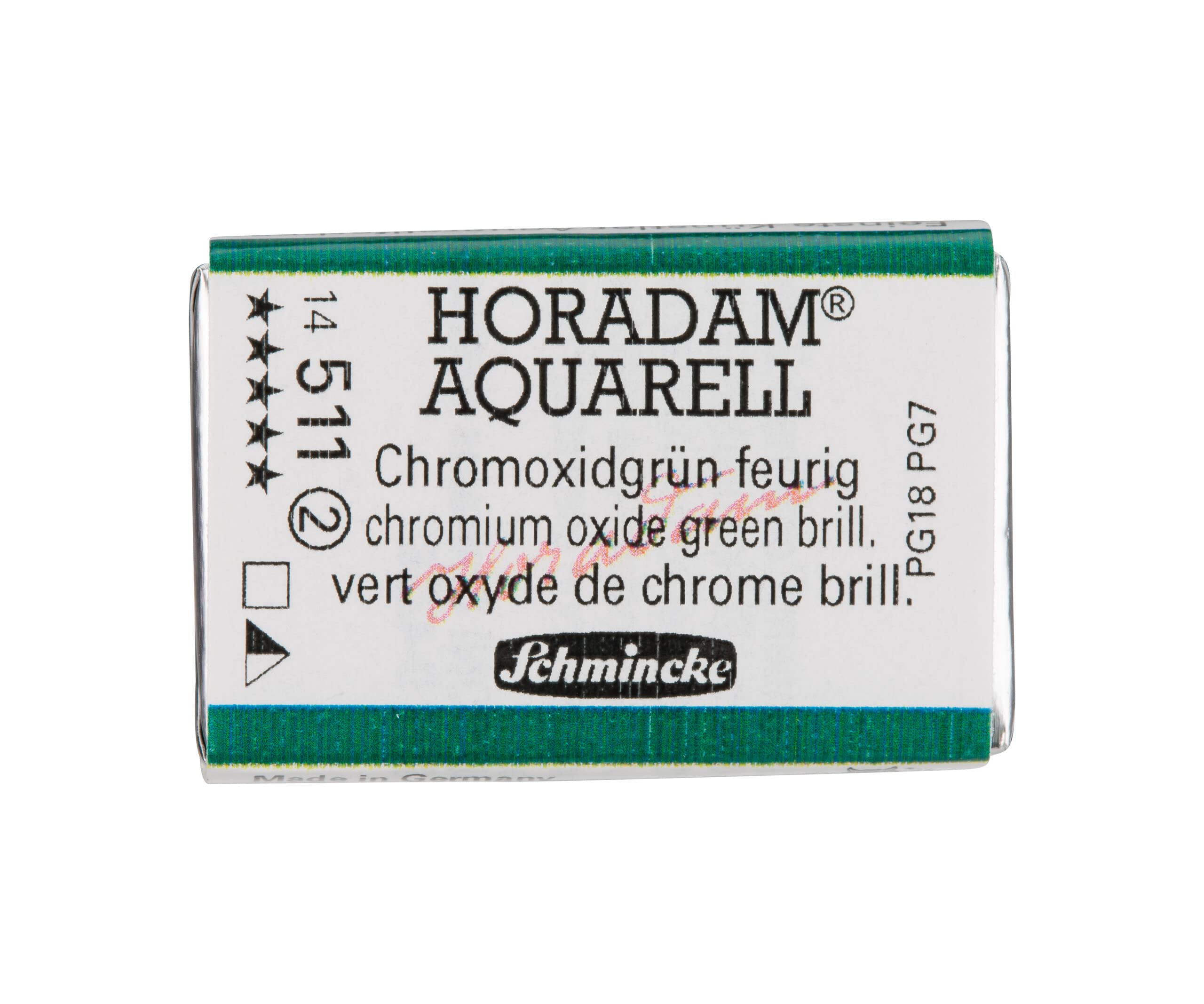 Schmincke - HORADAM® AQUARELL - finest artists' watercolour paints, 511Chromium oxide green brilliant, 14 511 043, 1/1 pan — image 1