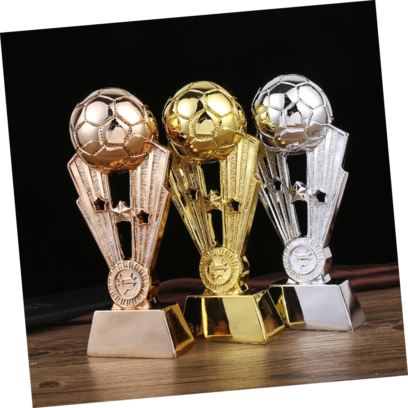 TOYANDONA Trofeo de Fútbol para Niños y Escuela, Copa de Premio de Resina Chapada Dorada, 24 Cm, Premio para Equipo Deportivo en Recreación Escolar y Fiesta