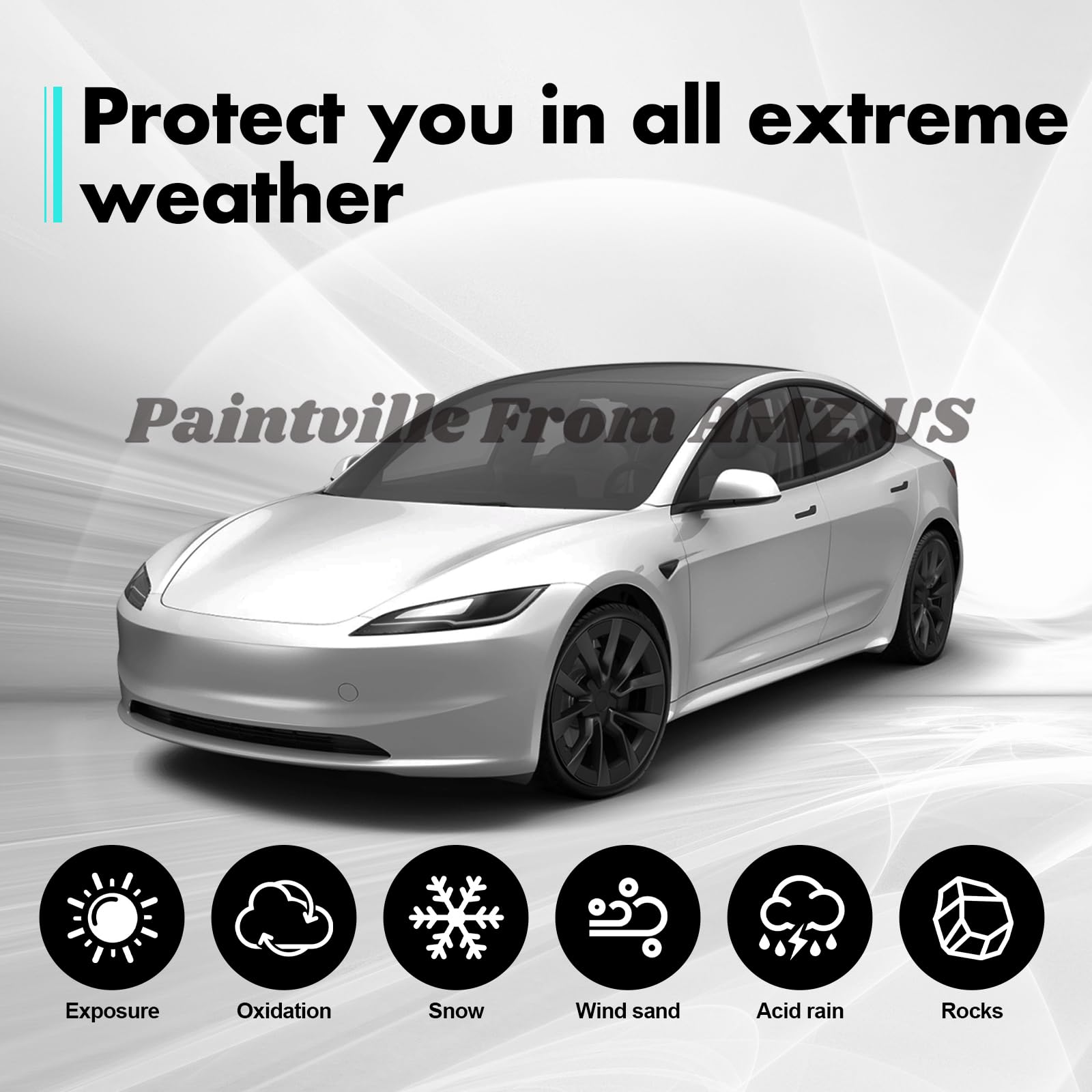 Paintville for Tesla Model 3 2024 2025 2026 Highland TPU PPF HD Clear Paint Protective Film Custom Anti Scratch Self Healing Shield Guard with Install Kit Finishing Accessories for Bumper Headlight