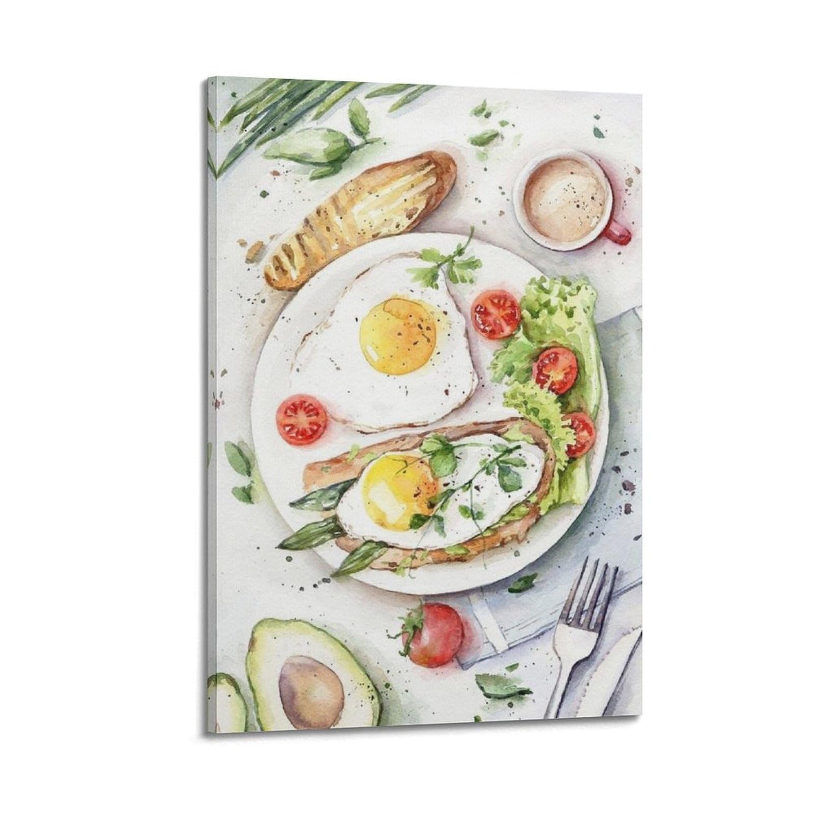 Affiche petit-déjeuner œuf café avocat pour cuisine moderne | Toile WIZIGM 20x30