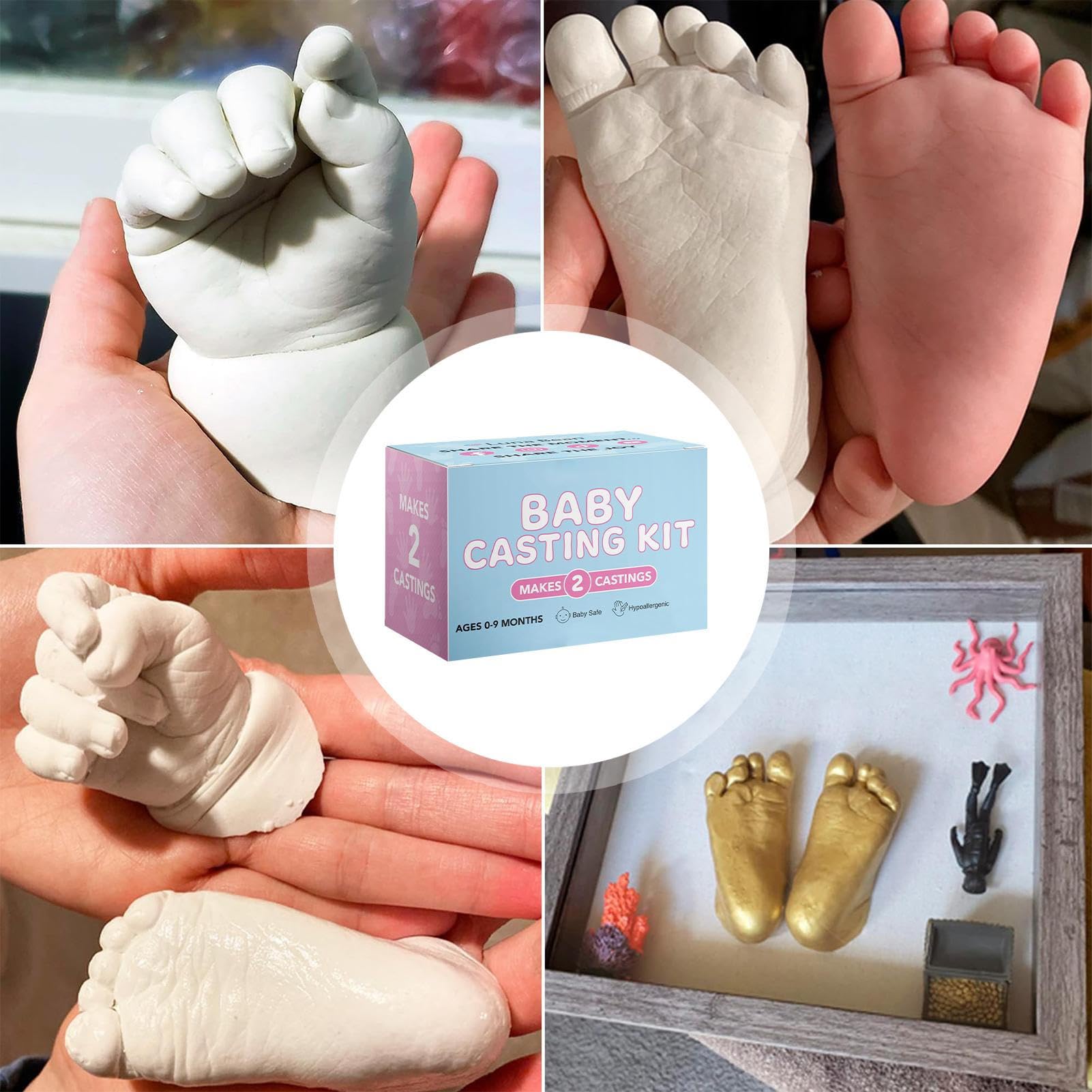 Kit Per Calco 3D Del Bebè Kit Per Impronte Del Piede Del Bambino | Footprint Molding Set for Christmas First Birthday Commemoration