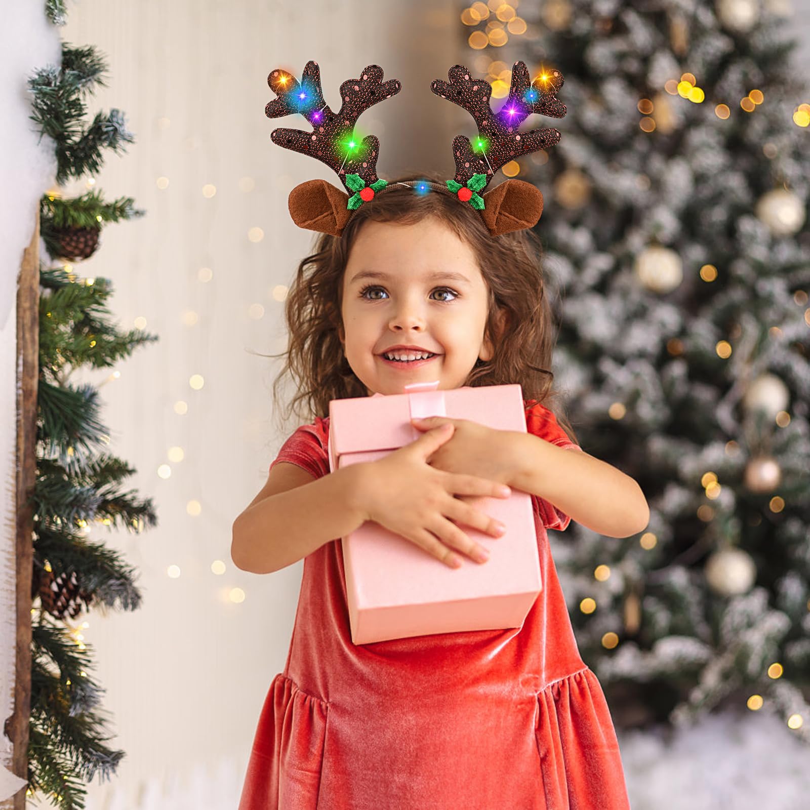 Lot De 4 Serre-têtes LED De Noël – Sapin, Elfe, Canne Et Bois De Cerf – Pour Adultes Et Enfants