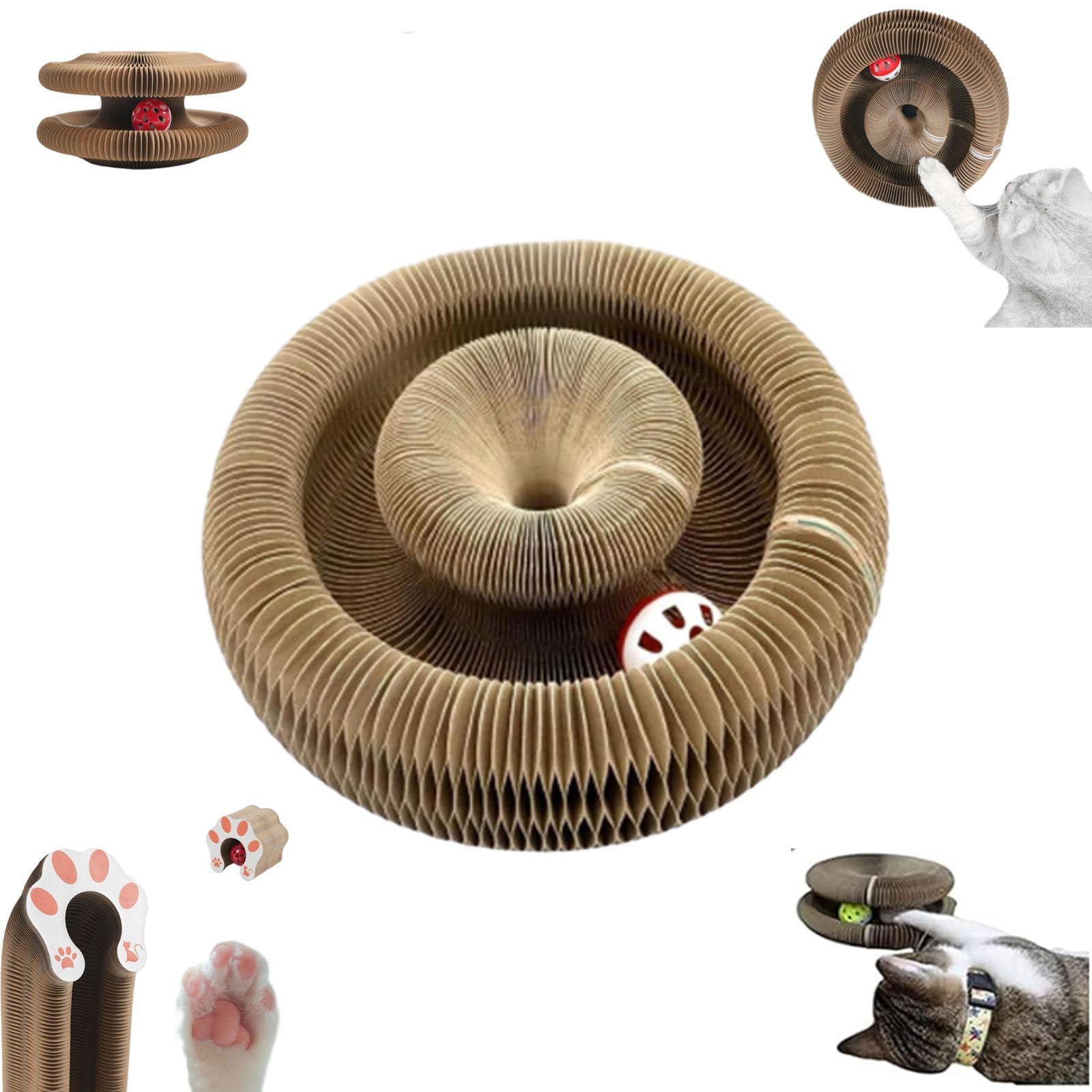 MHAHUPDV Kitty Kurlz Cat Toy Foldable Accordion Magic Organ Cat Scratching Post Interactive Cat Toy for Solo Play Unique Surprise Gift for Cat Lovers Kitty Kurlz UK Cocogato Magic Organ (2PCS)