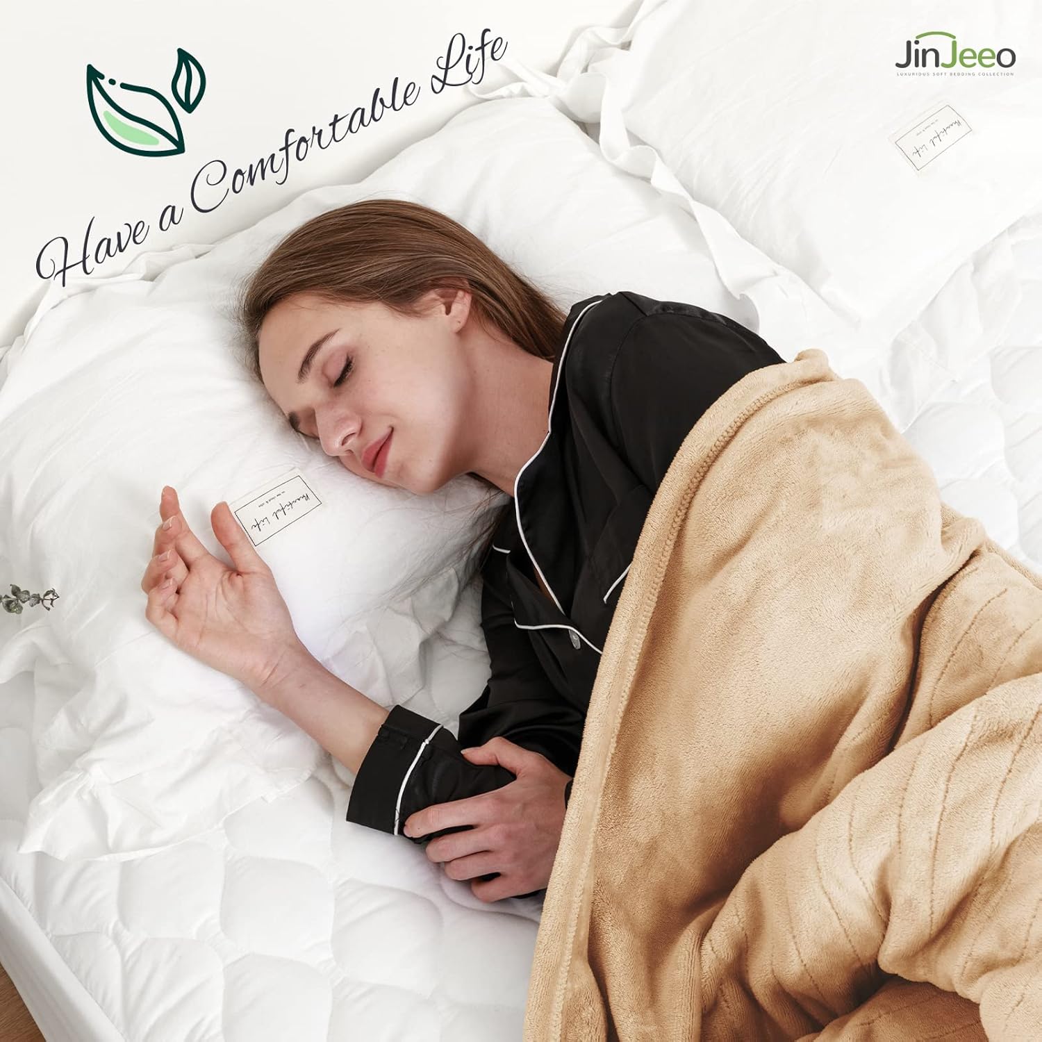 review JinJeeo Heated Blanket Electric Throw Beige 50