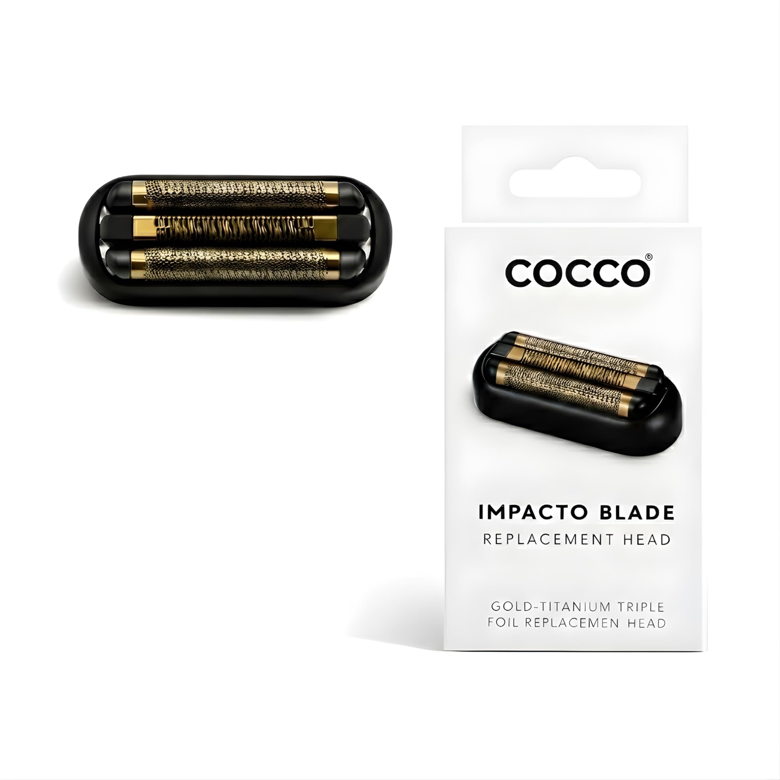 COCCO Impacto Replacement Blade, Gold-Titanium Triple Foil Head (Black)