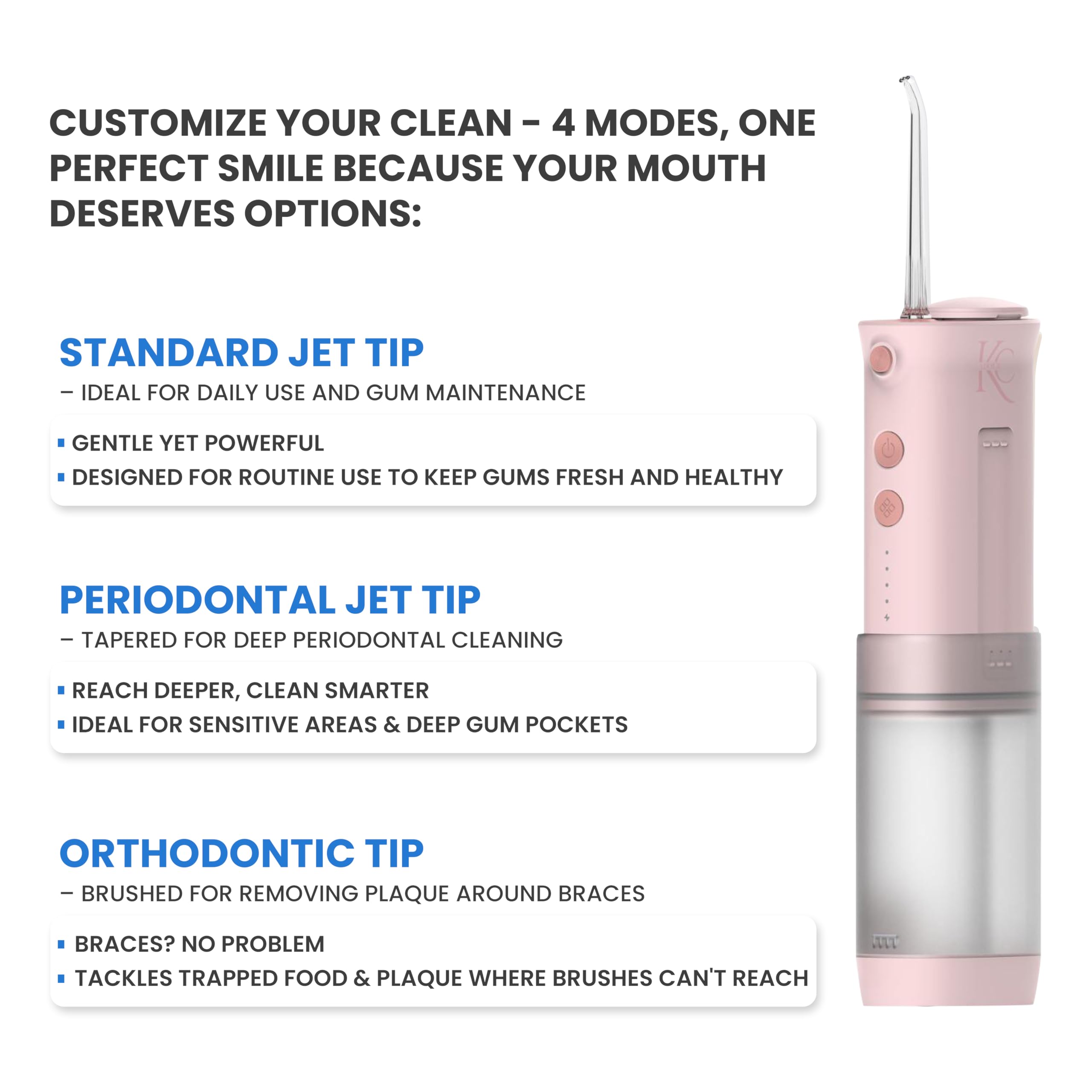Irrigador dental portátil (rosa)