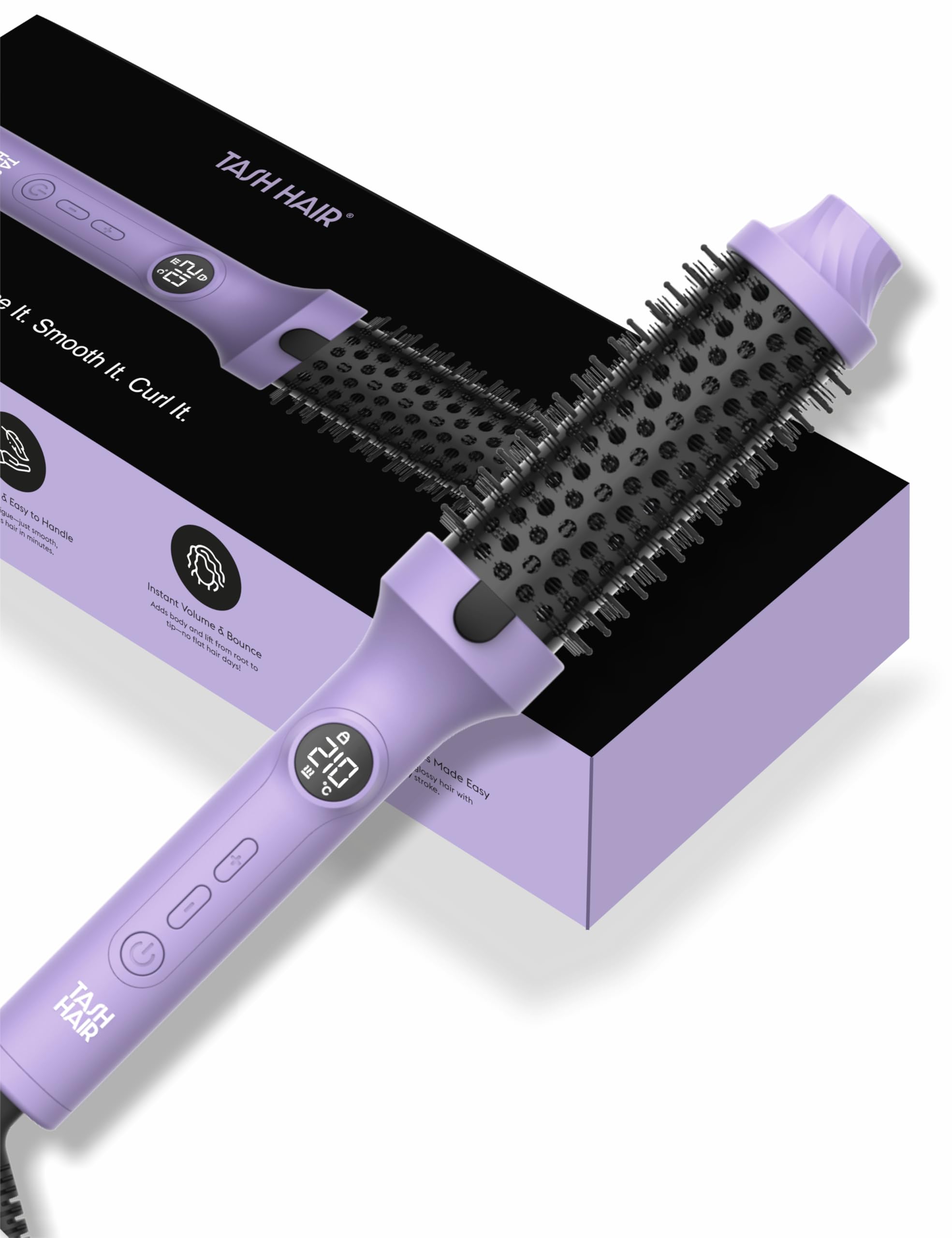 Tash Hair Heated Round Brush- 3 in 1 Benefits- Volumising, Curling & Straightening- All In One Tool | 5 Heat Settings, Tourmaline Ceramic Barrel | Gifts For Woman | Volumizer & Styler- Va-Va-Volume