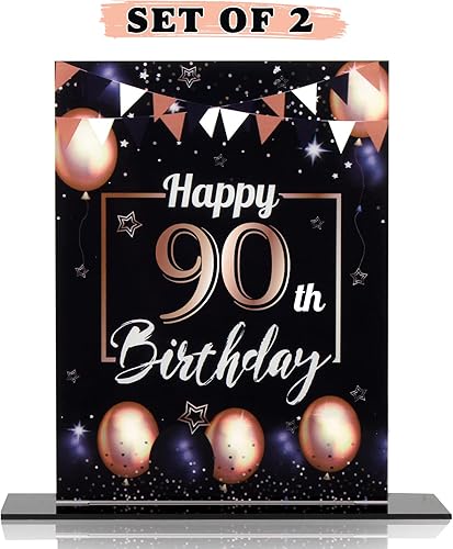 Miniatura 302 de LINGTEER Happy 11th Birthday Decorations, 2Pcs Black&Gold Stand Print Acrylic Table Centerpieces Backdrop Board- Cheers to 11 Years Old Fun Birthday