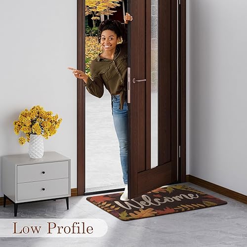 Miniatura 6 de UINI Tapete de puerta de otoño, tapete de bienvenida para exteriores e interiores, tapete de hojas de otoño para decoración de puerta delantera,