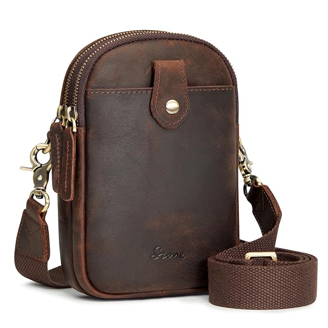 S-ZONE Small Crossbody Bags for Women Trendy RFID Blocking Cross body Bag Leather Cell Phone Wide Strap Shoulder