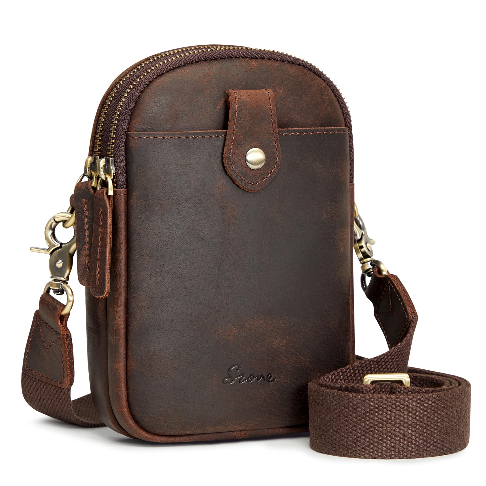 S-ZONE Small Crossbody Bags for Women Trendy RFID Blocking Cross body Bag Leather Cell Phone Wide Strap Shoulder