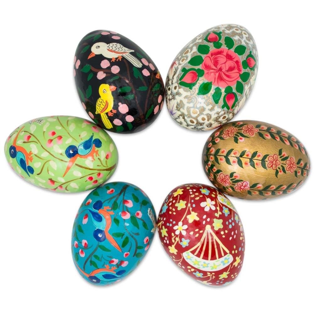 Buy BestPysanky Set of 6 Flowers and Birds Wooden Pysanky Ukrainian