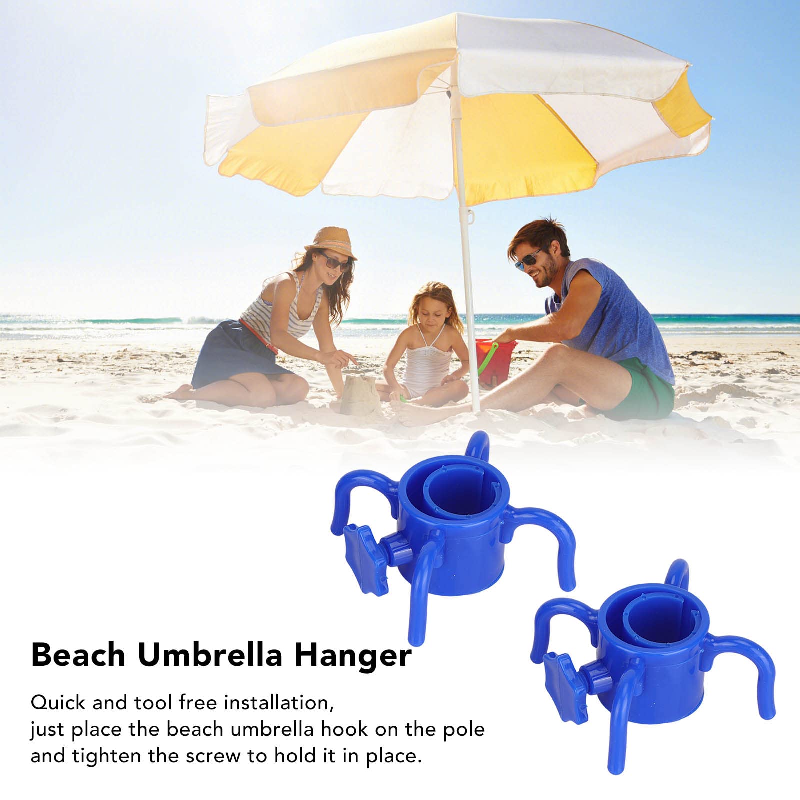 Ganci Per Ombrellone Da Spiaggia (Confezione Da 2) - Universali, Regolabili, In Plastica Robusta, Bianchi