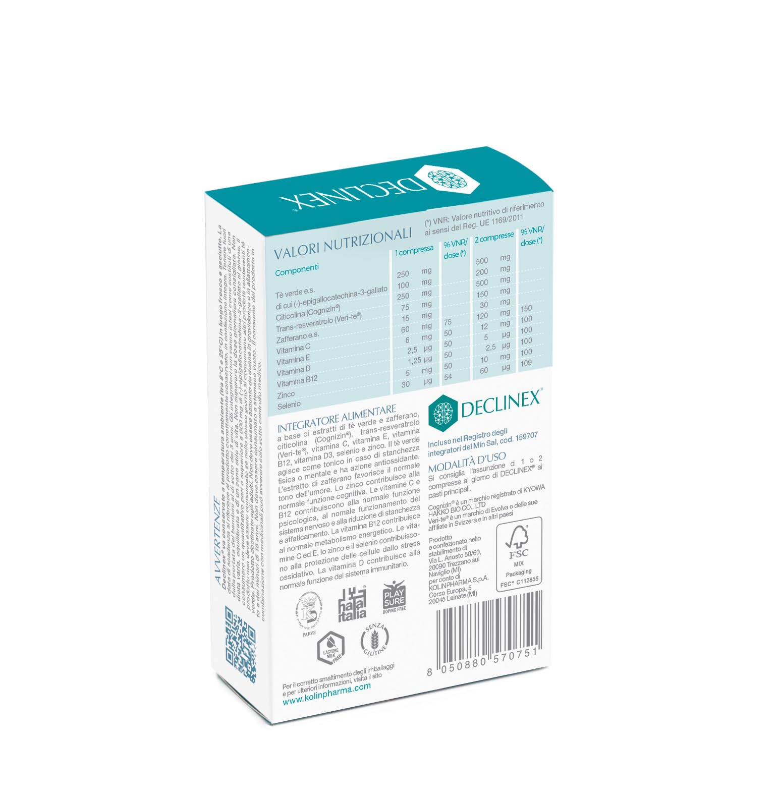 KOLINPHARMA® DECLINEX® Integratore Alimentare 30 compresse da 1,1g