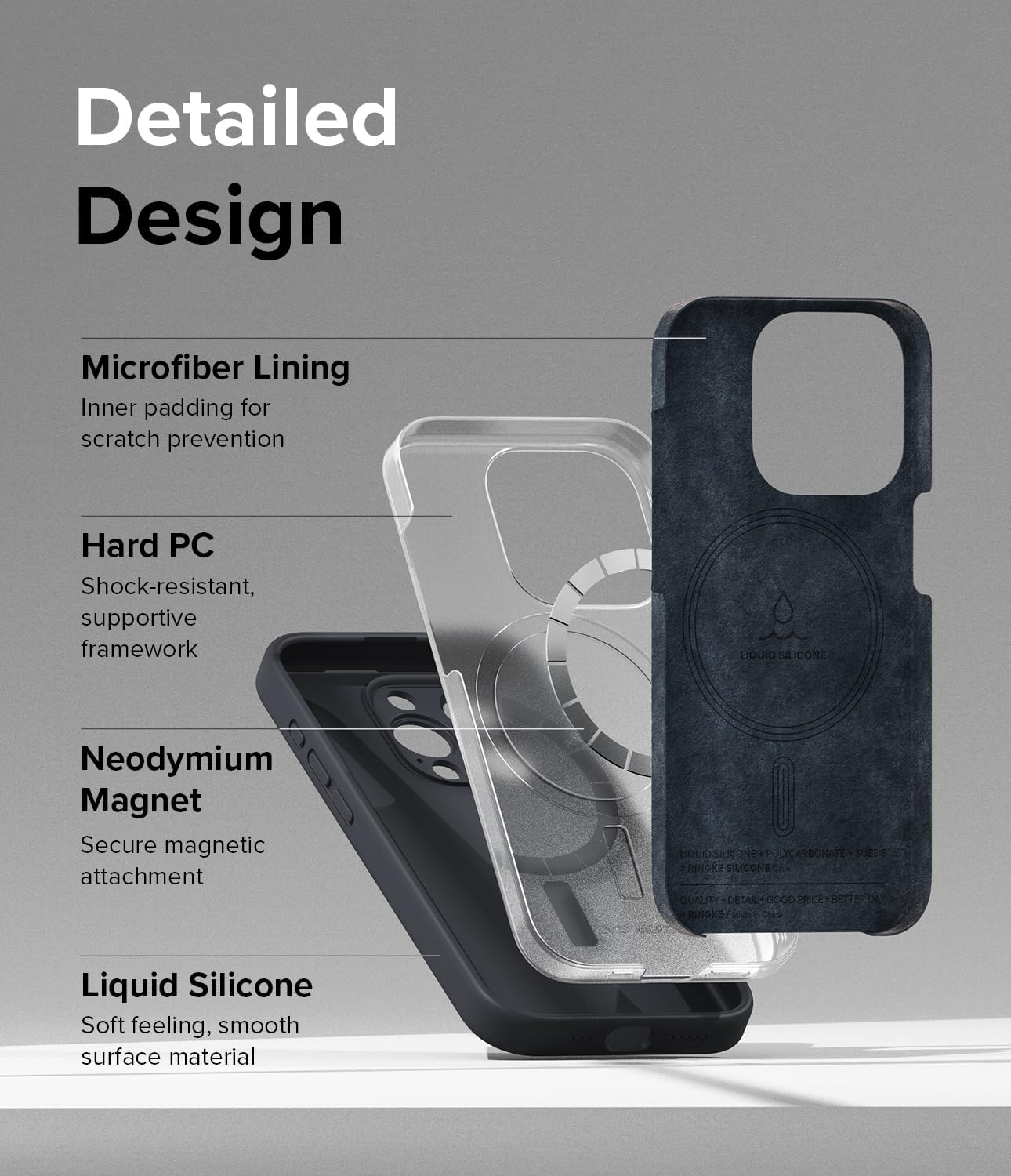 Ringke Silicone Magnetic [Compatible with MagSafe] Designed for iPhone 15 Pro Case, Feels Velvety Lightweight Slim Cute Soft Phone Cover for Women, Men - Deep Blue