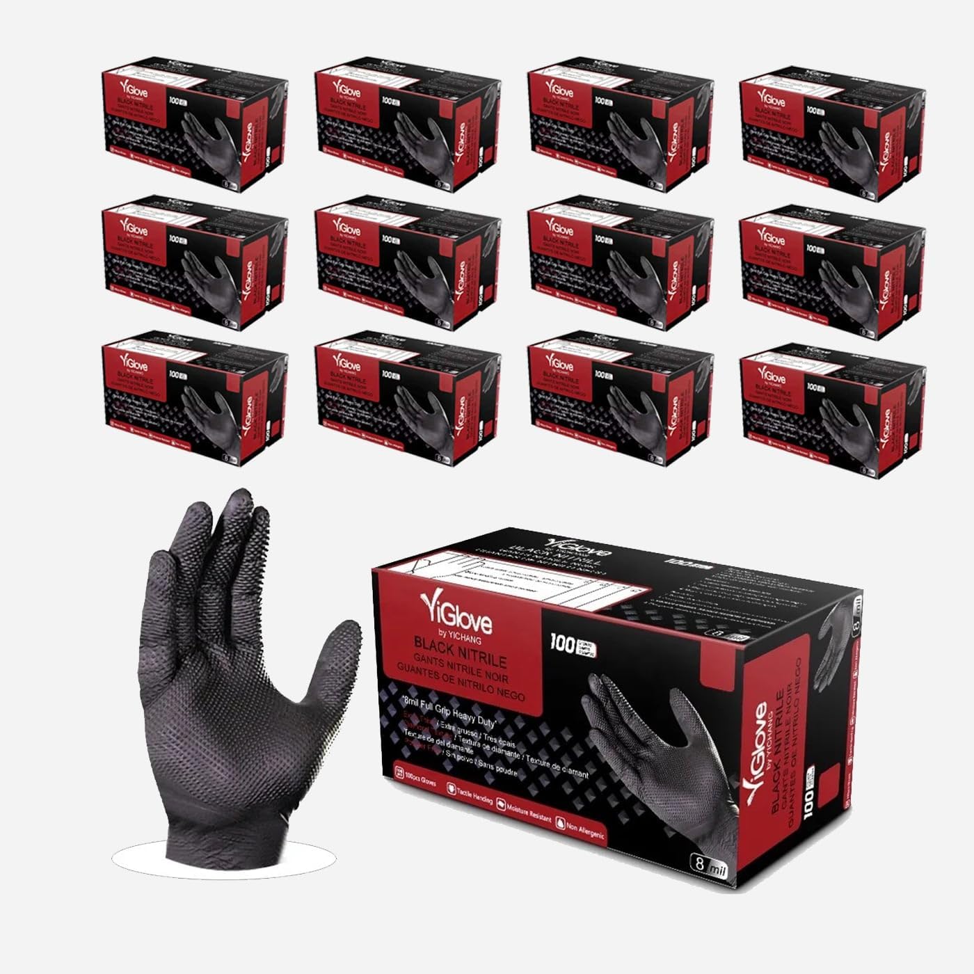 8mil Heavy Duty Diamond Texture Nitrile Gloves for automotive, manufacturing, industrial, Mechanic 1200 CT
