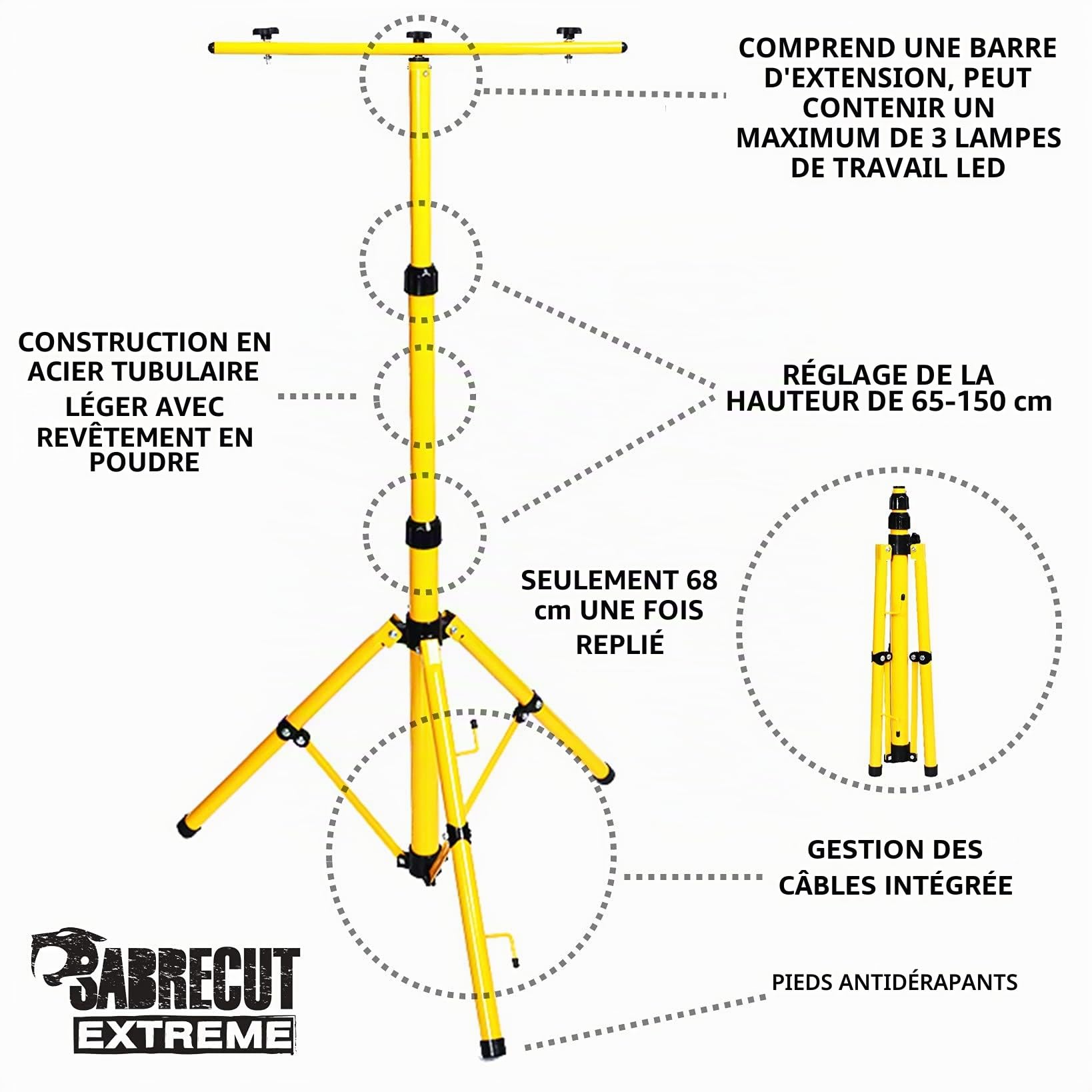 Trépied SabreCut SCLEDTRIPA pour éclairage de Chantier