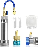 Vista 7 de Kit de inyector de tinte de aceite CA para sistema refrigerante R134a con conector SAE de 1/4 pulgadas y acoplador rápido a presión, 2 comprobadores