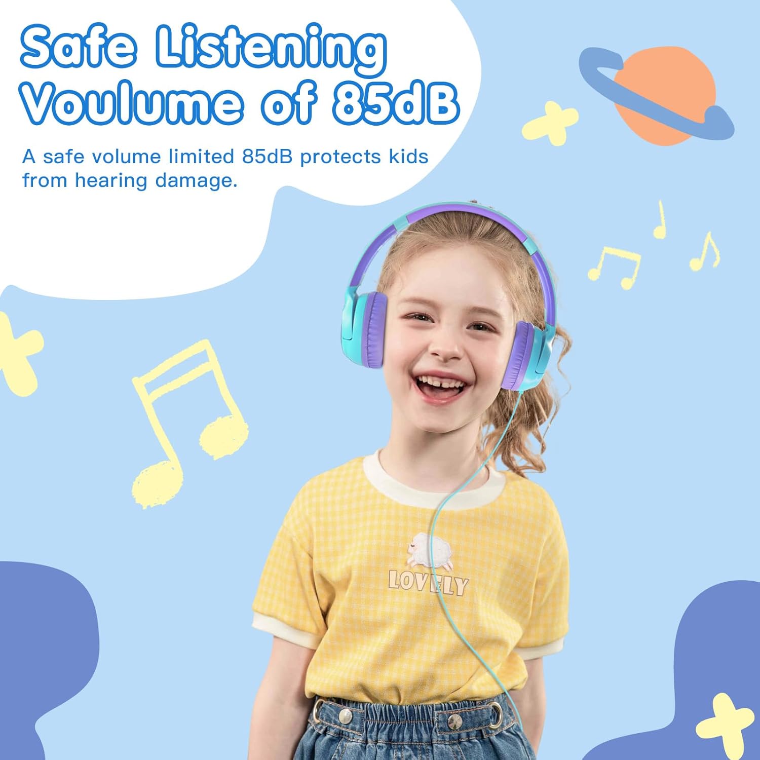 ZIHNIC Wired Kids Headphones, Safe 85dB Volume Limit for Boys & Girls, Comfortable Earpads, Foldable Design for School, Tablets, and Travel-CAYN - Image 2