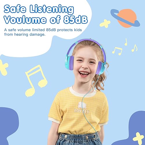 Miniatura 2 de ZIHNIC Auriculares Bluetooth para niños, Auriculares inalámbricos para niños sobre la oreja con volumen de 85dB94dB limitado - azul