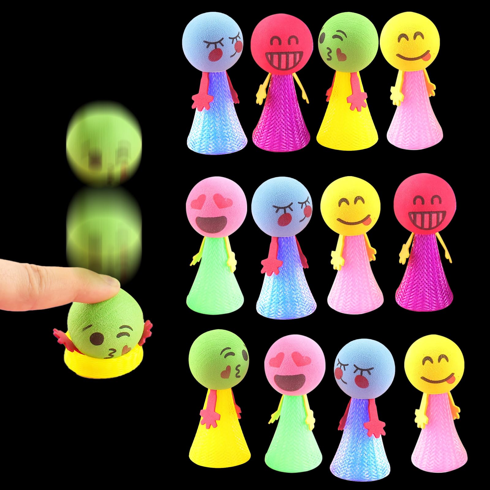 Mein HERZ Jouet Rebondissant,12 Pièces Jouets Lumineux LED Jouets Lumineux Rebondissants Clignotant Jouet pour Fête Anniversaire Remplisseurs de Sac de Partie,Fournitures de fête Décorations