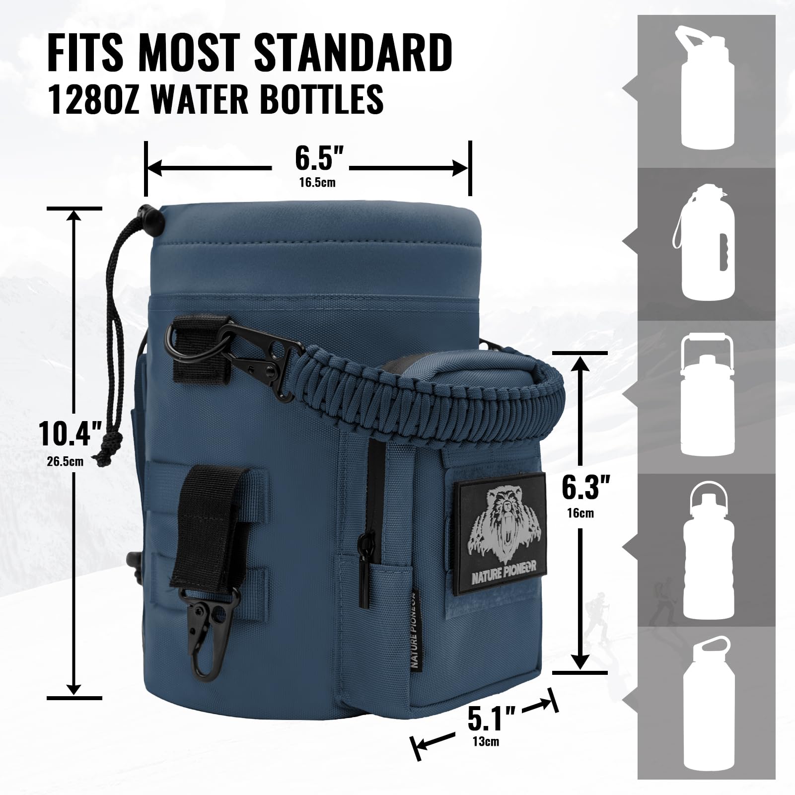 Nature PIONEOR Taktische Wasserflaschentasche, multifunktional, Taktische Wasserflaschentasche mit verstellbarem Schultergurt, 1,2 l MOLLE-Gurt-Tragehalter