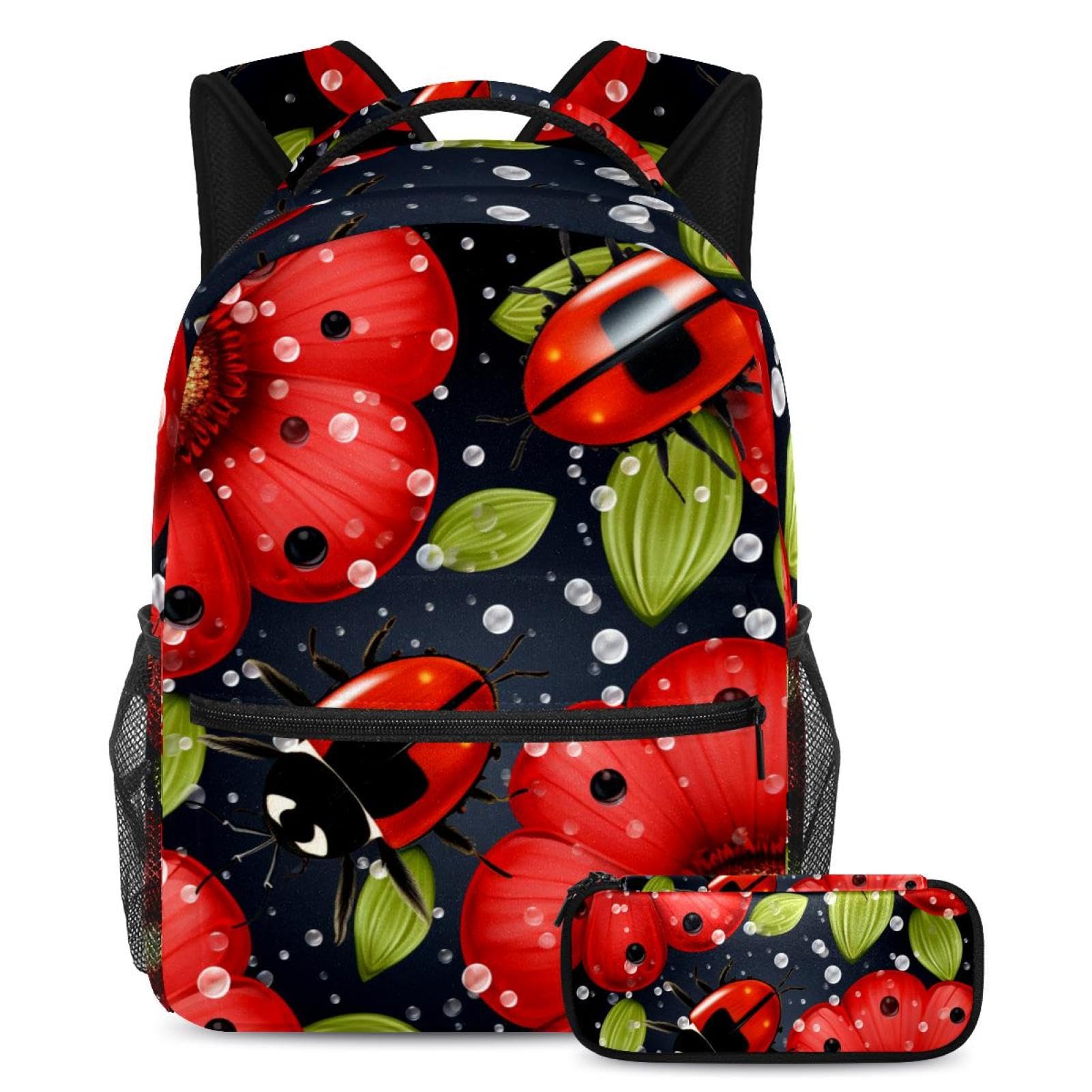 Cartables grande capacité insecte floral rouge finissent le désordre des cours