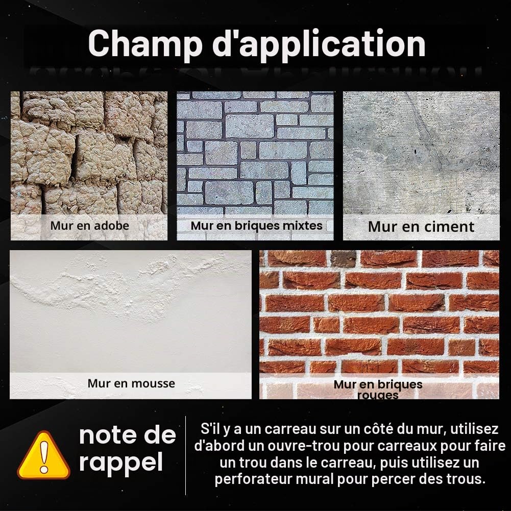 KATUR 45mm Scie Cloche à Béton Poignée Ronde SDS Plus Shank, Foret de mur de pierre de ciment de coupeur de trou de mur pour le climatiseur concret de brique