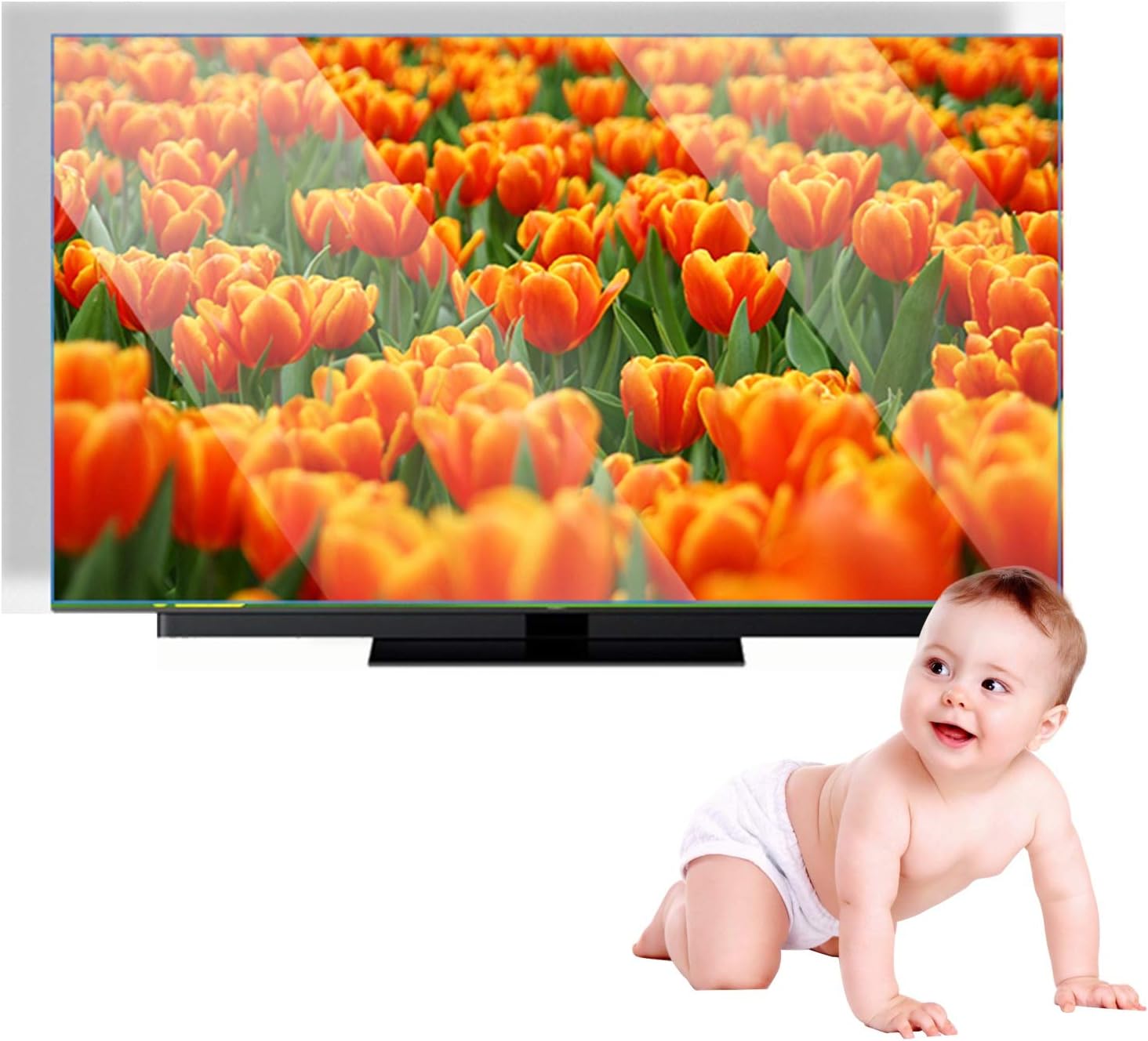 LCD TV Screen Protector Hanging Style Anti-Blu-ray Screen Protector Radiation Protection Eye Protection Child Anti-Smashing Screen Panel for 32-75inch TV ALGFree