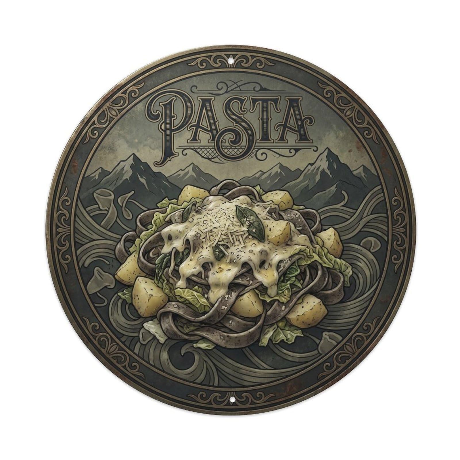 Mediterranean Cuisine Italian Pasta Italy Travel Retro Metal Tin Sign