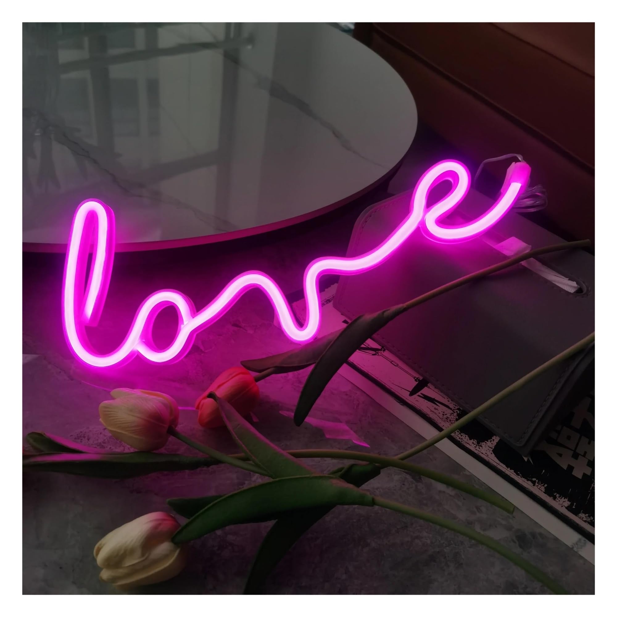 XENITE Luces Art Decoration Christmas Letrero De Neón Love Con Luz LED Y Alimentación USB Para Dormitorio, Boda, San Valentín, Fiesta, Cumpleaños, Decoración Navideña, 35cmx13cm
