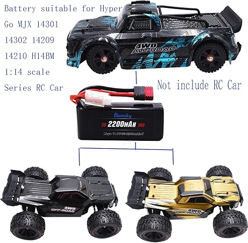 Miniatura 3 de Blomiky Paquete de 2 baterías recargables de 11.1V 3S 2200mAh 30C Shorty Li-PO con convertidor XT60 adecuado para MJX HP141 14209 14210 14301 14302