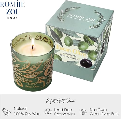 Miniatura 2 de ROMIIE ZOI Vela perfumada  Oliva Toscana  Vela en tarro de cera de soja de aromaterapia de 6 onzas para el hogar, regalos para mujeres  6.00 oz