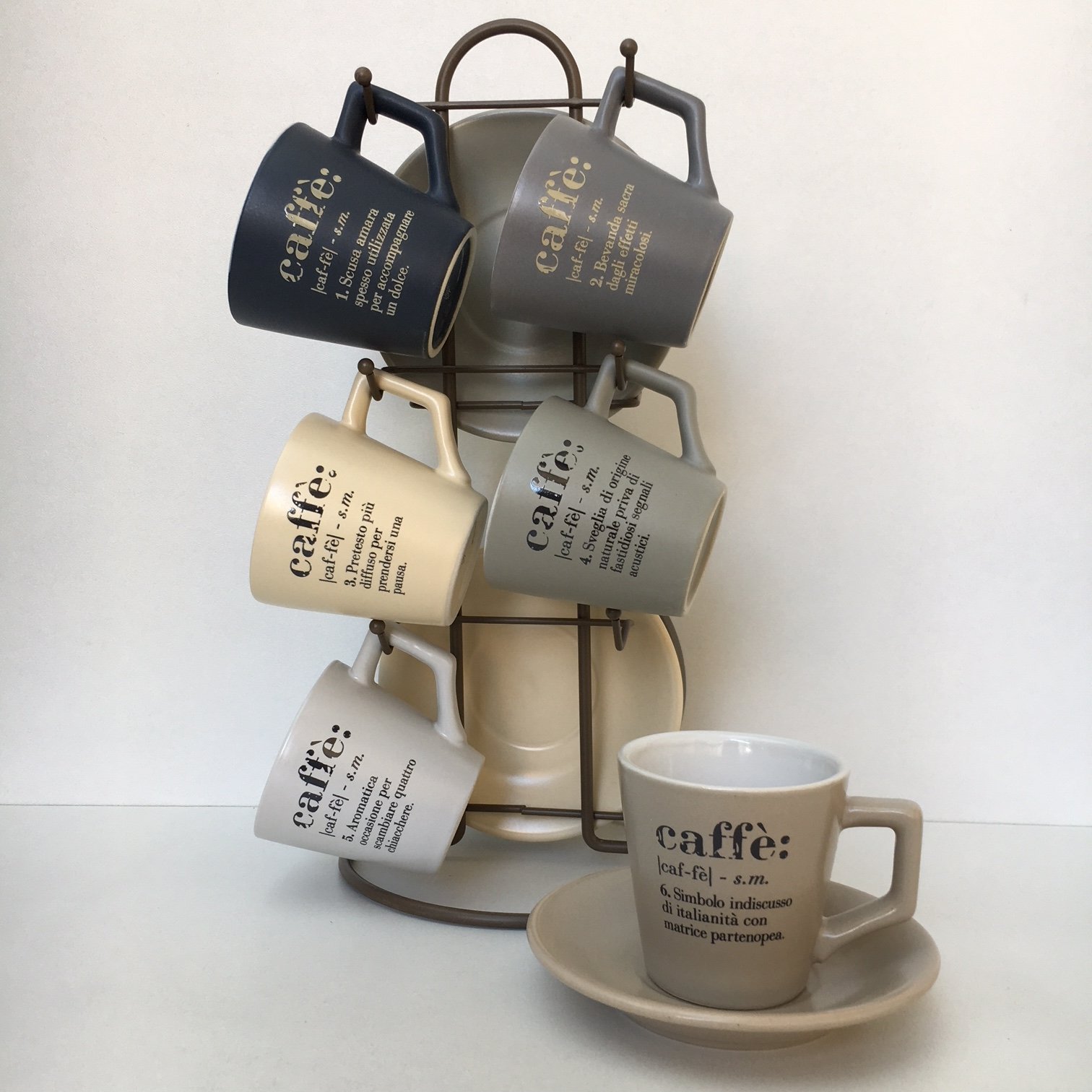 Villa D'Este Victionary Kaffeetassen-Set Porzellan Kaffeebecher mit Untertasse und Aufsteller