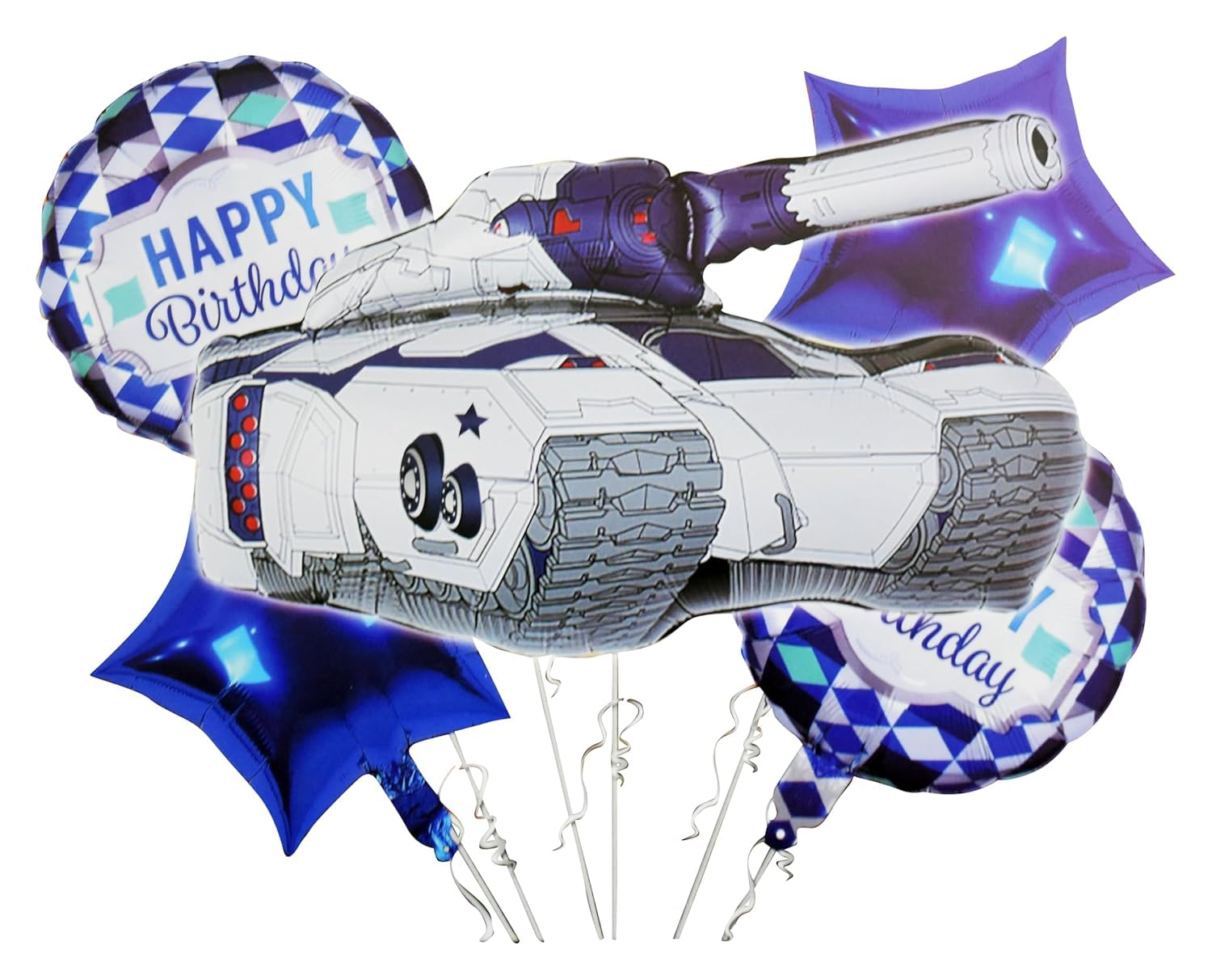 RSAAUD® Set of 5 Army Tank Balloon, Fighter tank Balloon,Army Tank Military Camouflage Party Supplies Birthday Balloon Bouquet Decoration (Army Tank Balloon)