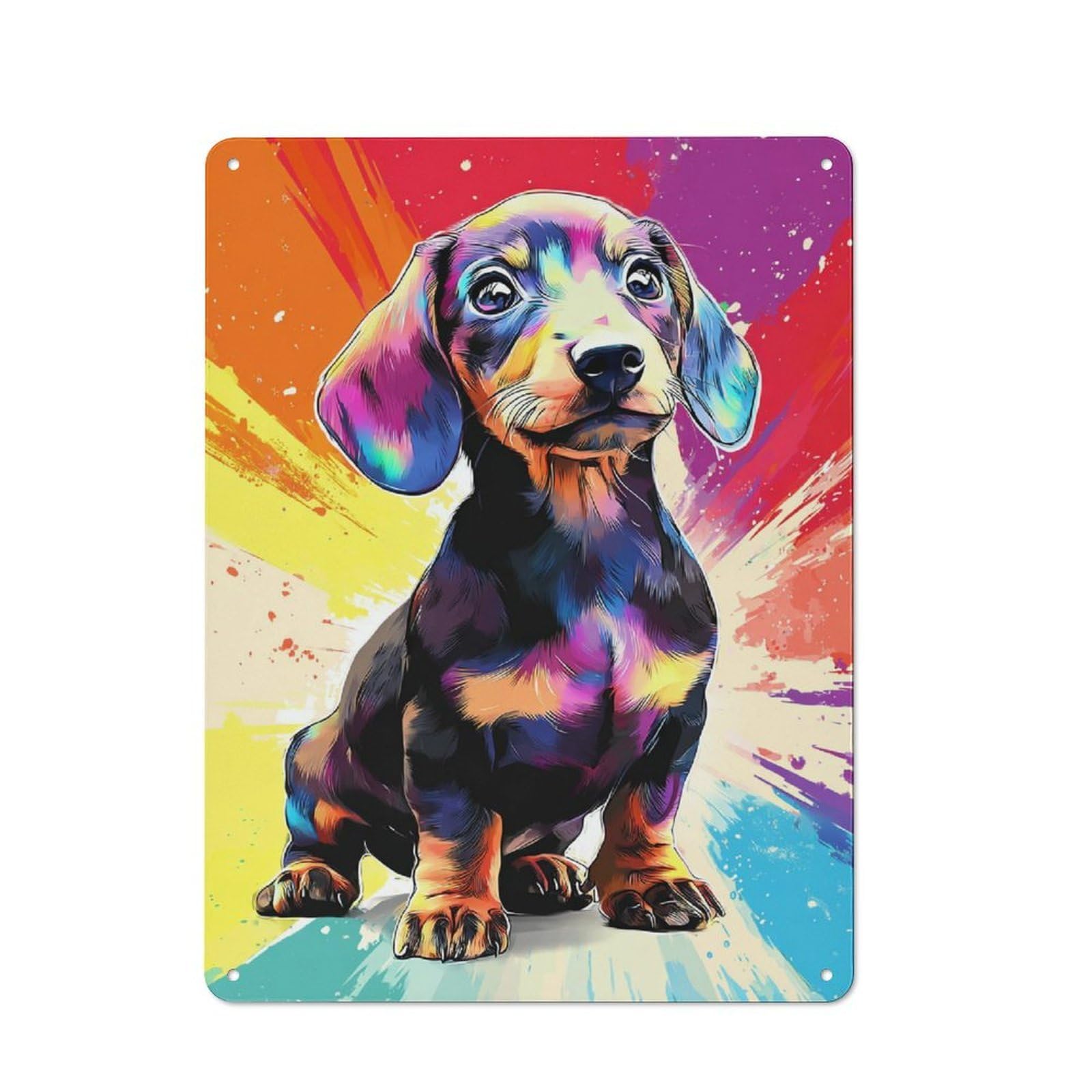 Junmoney Colorful Dachshund Portrait -6 Vintage Metal Wall Decor 40X30cm, Garage Metal Sign For Garage, Workshop, Shed Or Utility Room