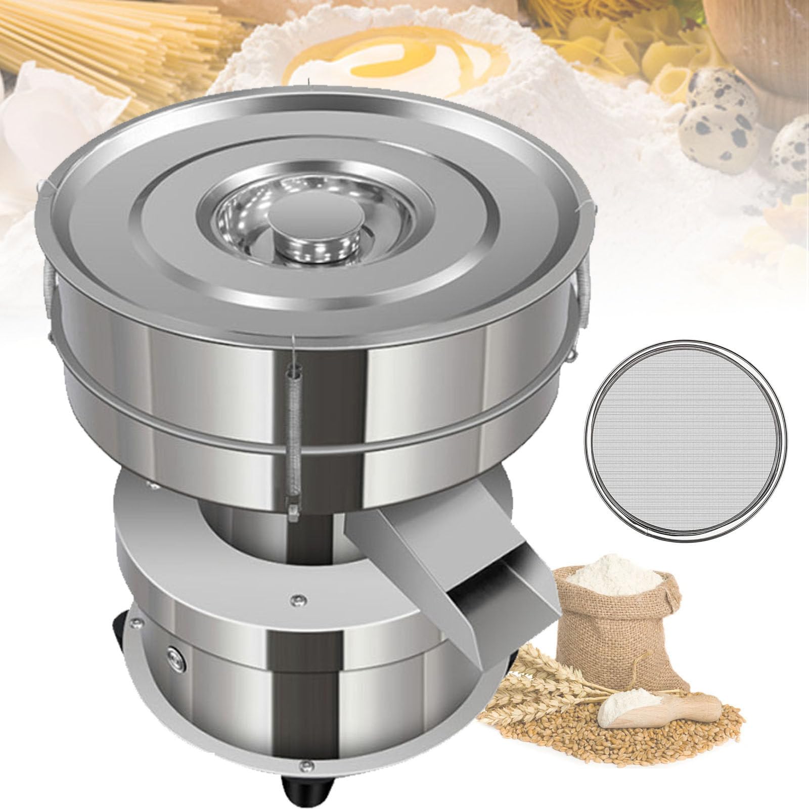 Agitador de tamiz automático, máquina de tamiz vibratorio eléctrico de acero inoxidable, 1350 RPM, para partículas de polvo y líquido