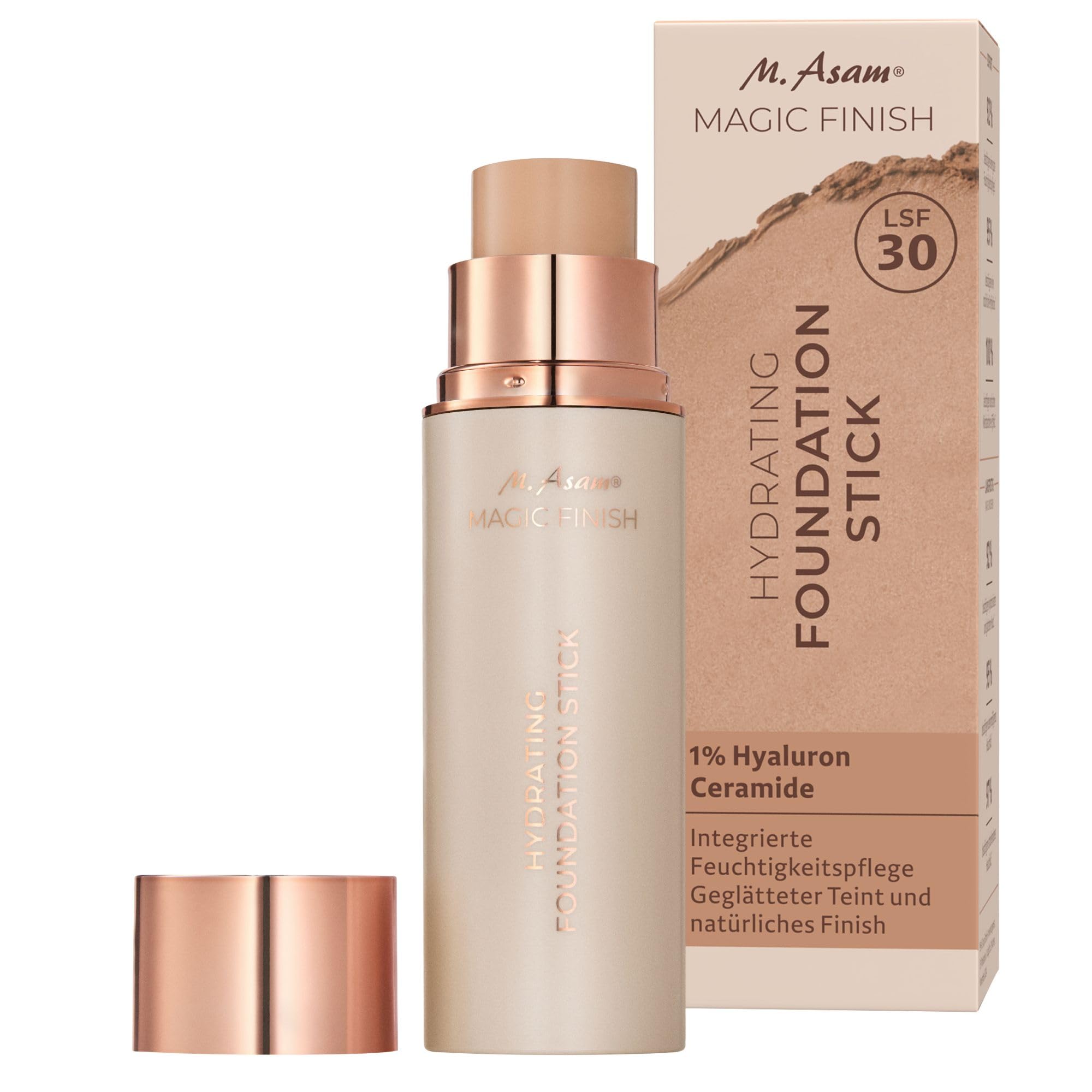 M. Asam MAGIC FINISH Hydrating Foundation Stick, Creamy Nude (12g) – Für ein natürliches, semi-mattes Finish, Mit SPF 30 & 1% Hyaluron, Kaschiert Fältchen & Unreinheiten, Vegane Creme Foundation