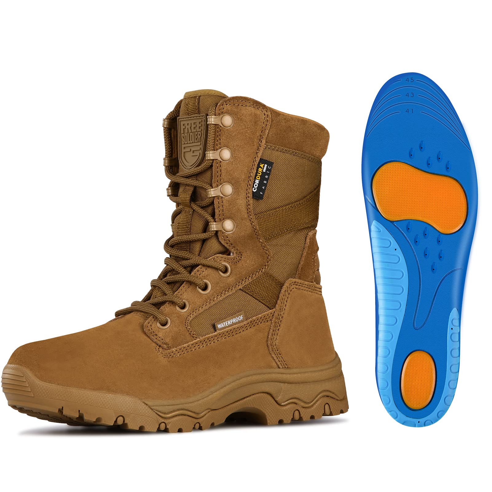 Photo 1 of FREE SOLDIER Mens Tactical Boots Bundle with Massage Gel Shoe Insoles SIZE 12