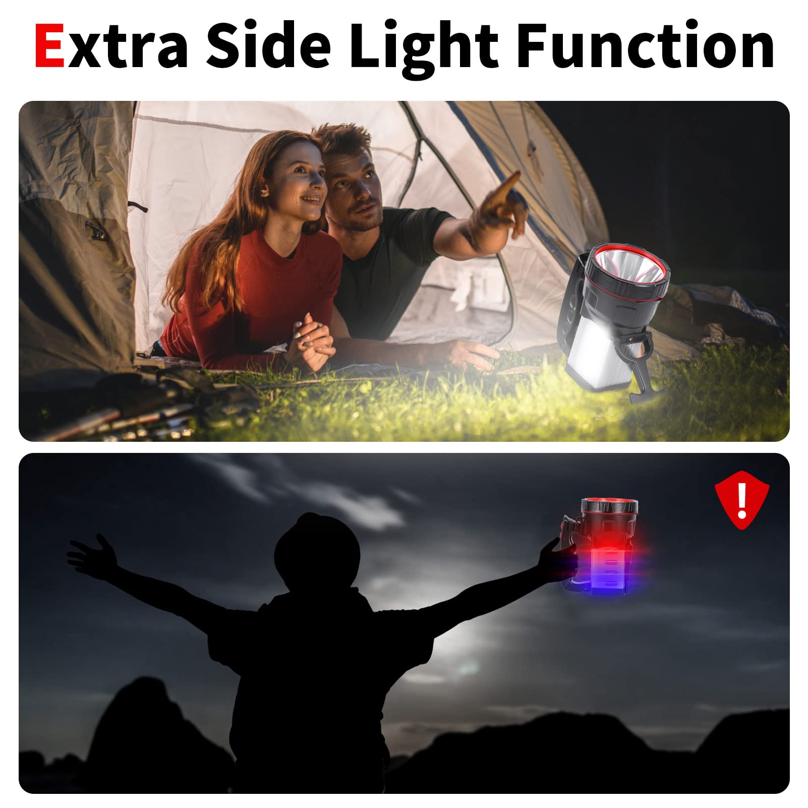 Lampe torche LED tactique étanche rechargeable haute puissance avec lumière latérale chargeur USB (lumière blanche)