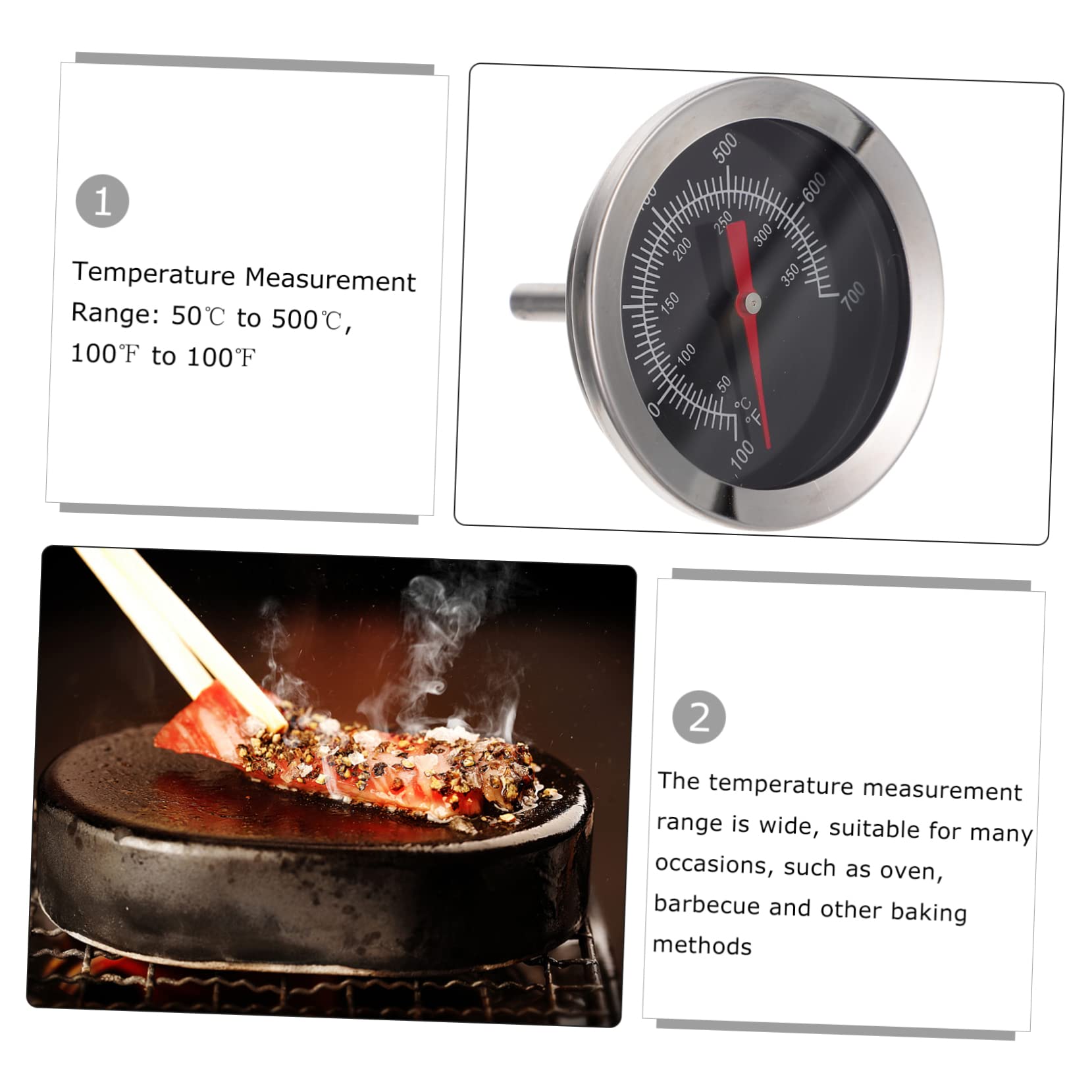 Cabilock 2 Piezas Termómetro De Parrilla Monitor De Temperatura Del Horno Termómetro Para Hornear Doméstico Cocina Dulce Termómetro Wifi Horneando Parilla Acero Inoxidable