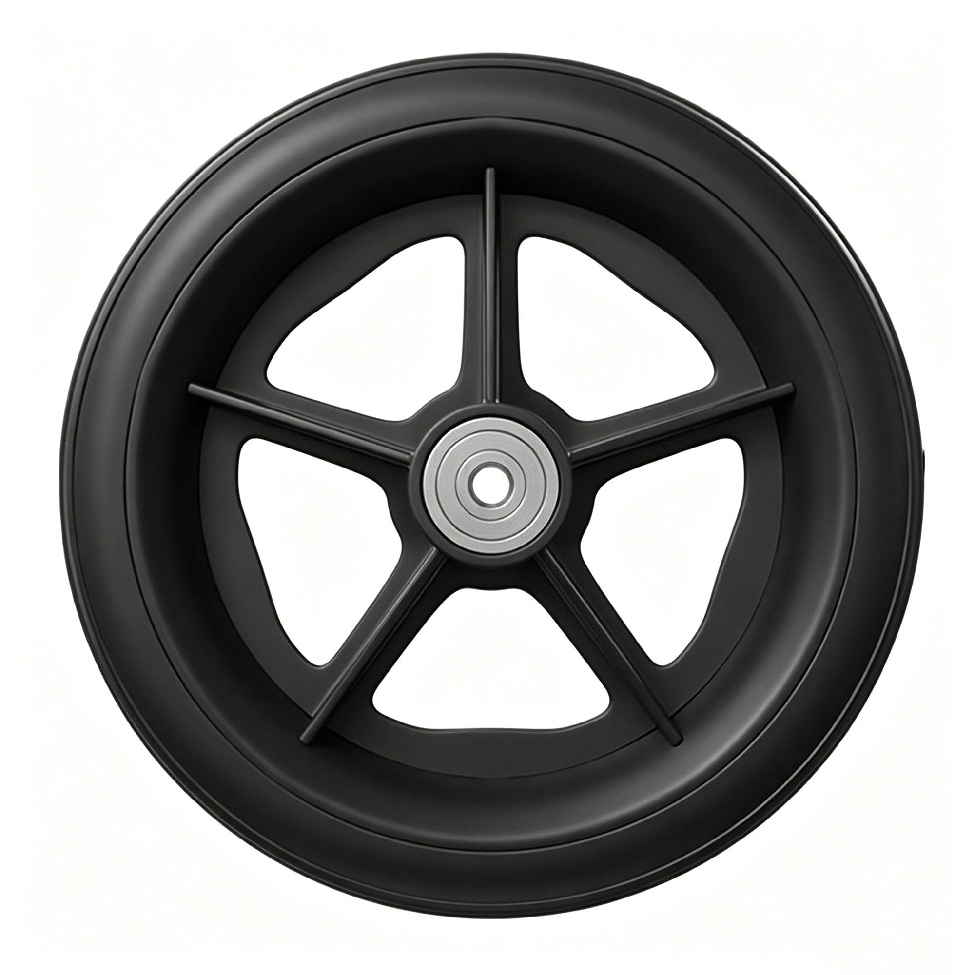 Genterun Black Wheelchair Front Wheel, Solid Tire, With Bearing(,6In Narrow)