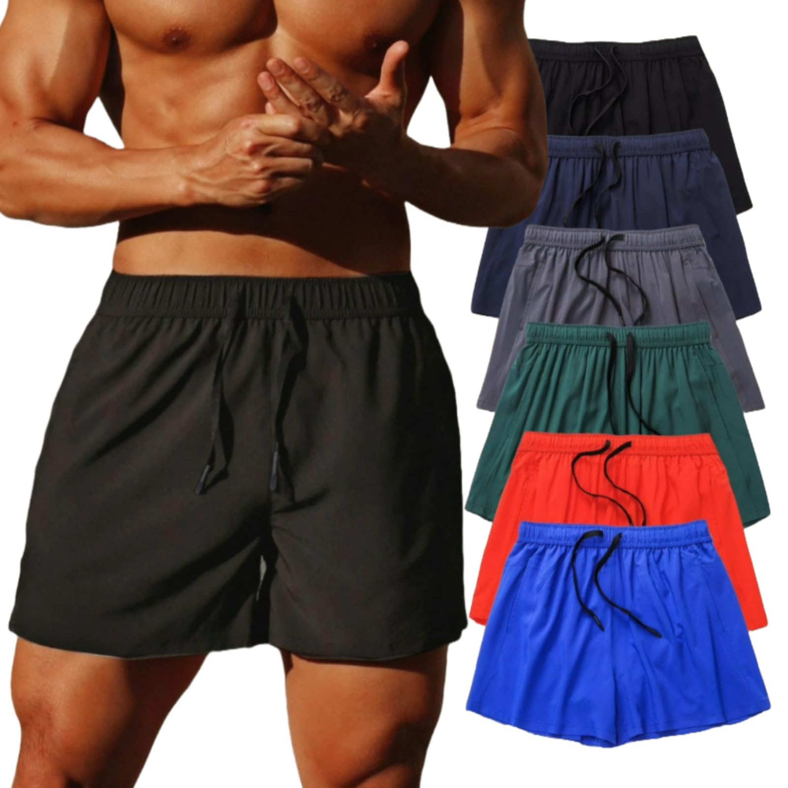 Kreeqe Men's Gym Workout Shorts Quick Dry Athletic Shorts for Men Lightweight Running Shorts with Pockets(3-pack(D),M)
