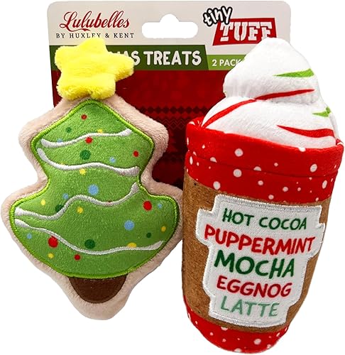 Huxley & Kent Tiny Tuff - Juguete extra resistente para perros pequeños, paquete de 2 juguetes divertidos para perros, cuenta con chirriante,