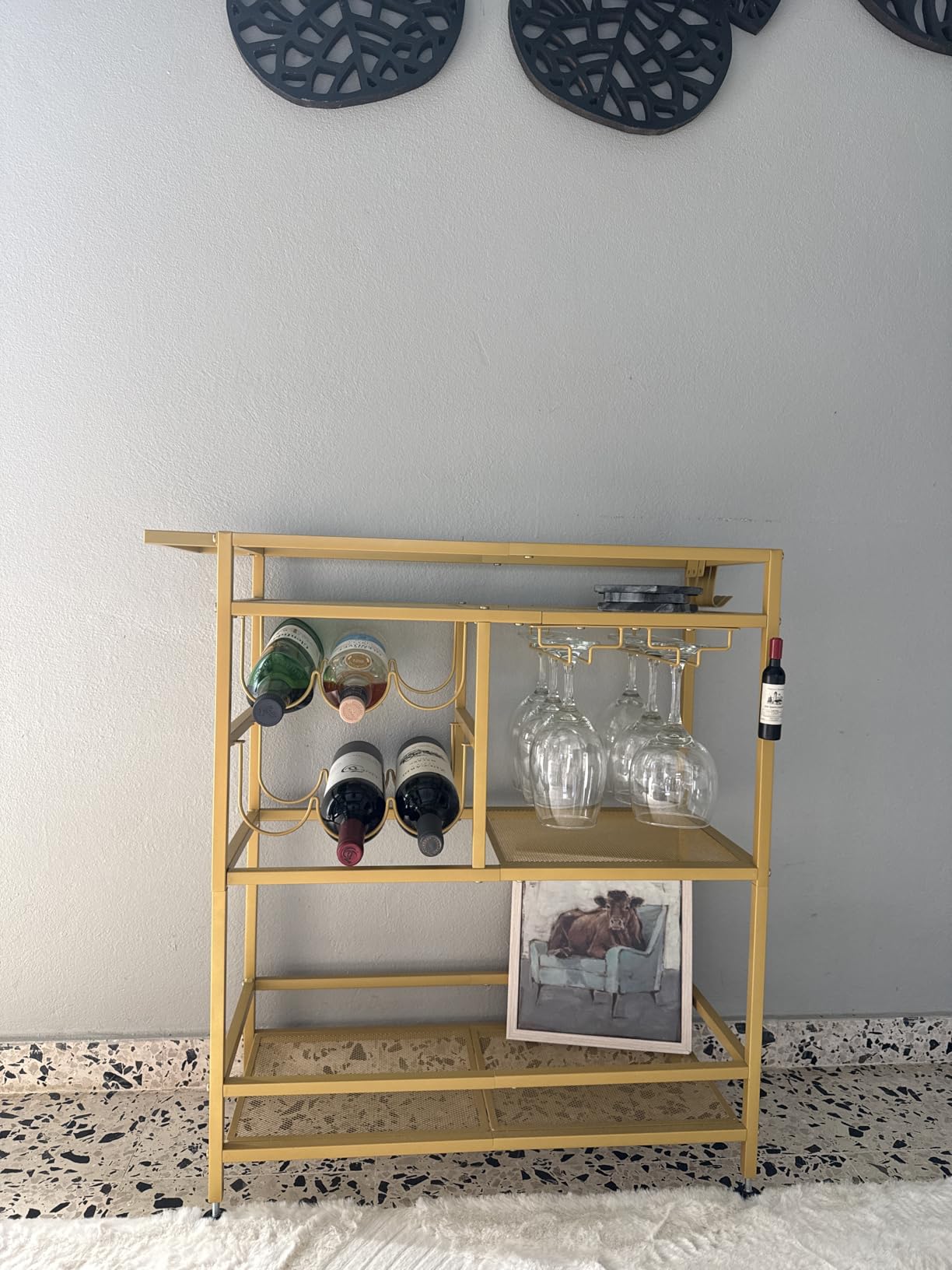 TUTOTAK Bar Cart with S-shaped hooks for versatile storage
