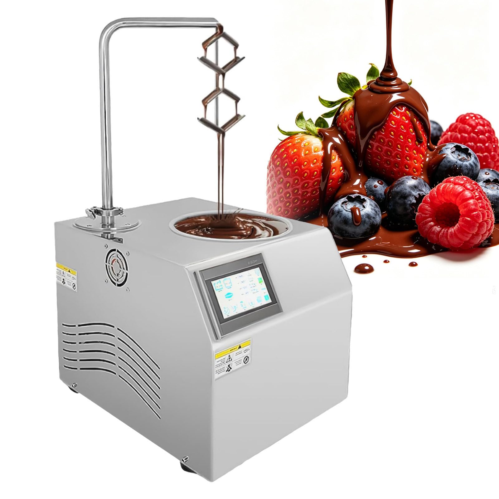 SOTIKARERY 5.5L Chocolate Melt Pot,Chocolate Fountain & Tempering Machine with Independent Dual Temperature Control, Quick Disassembly, for Candy Making, Bakery, Wedding, Buffet, Restaurant