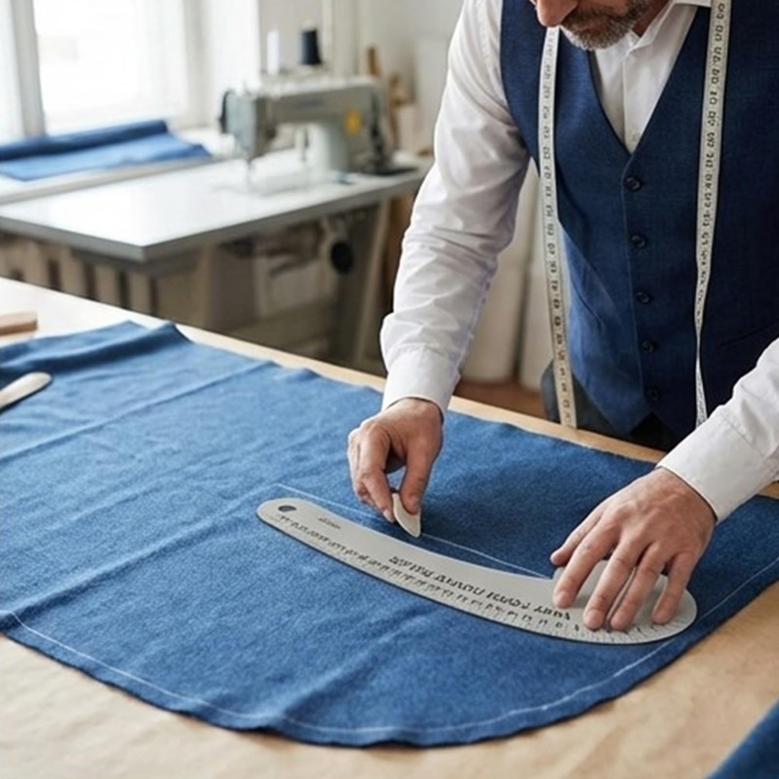 Righello in alluminio robusto per sartoria con linea di taglio liscia